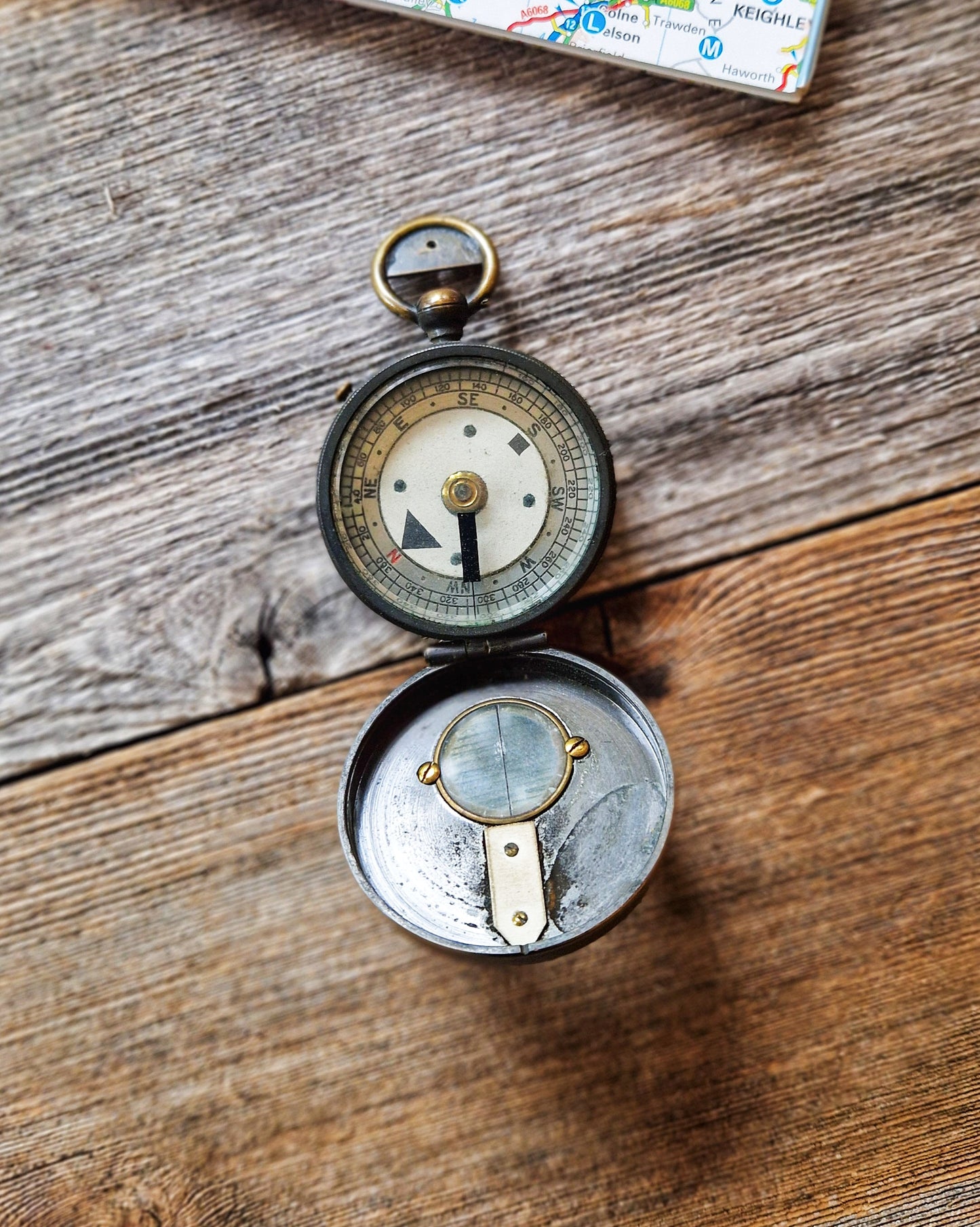 Edwardian Brass Prismatic Compass by F. Barker & Co. London | English Navigation Instrument, c. 1903–1912