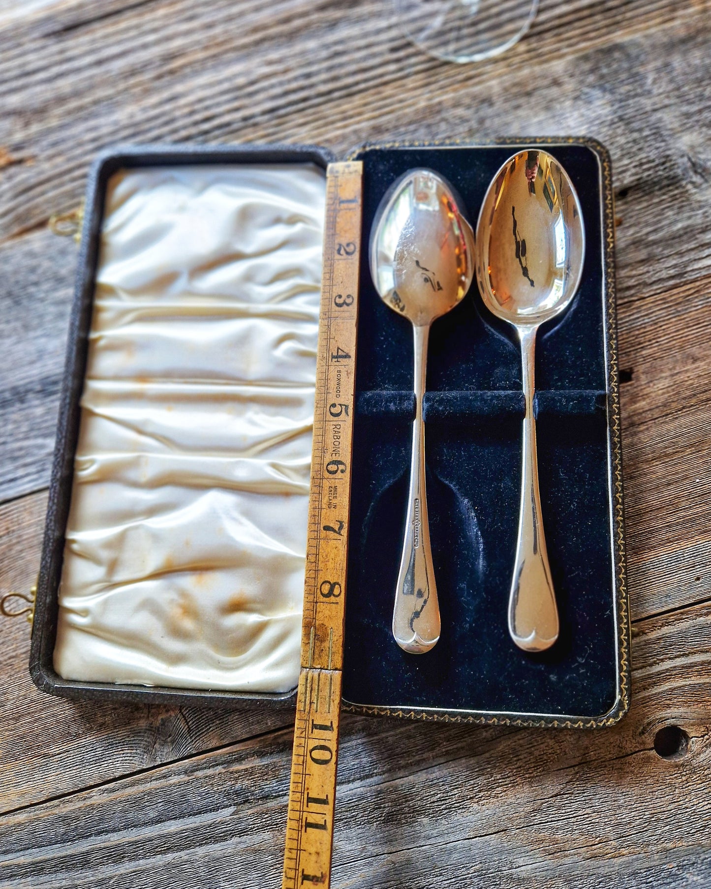 Antique Silver-Plated Serving Spoon Set by Alex Clark Co. | Boxed English Tableware, c. 1910–1930