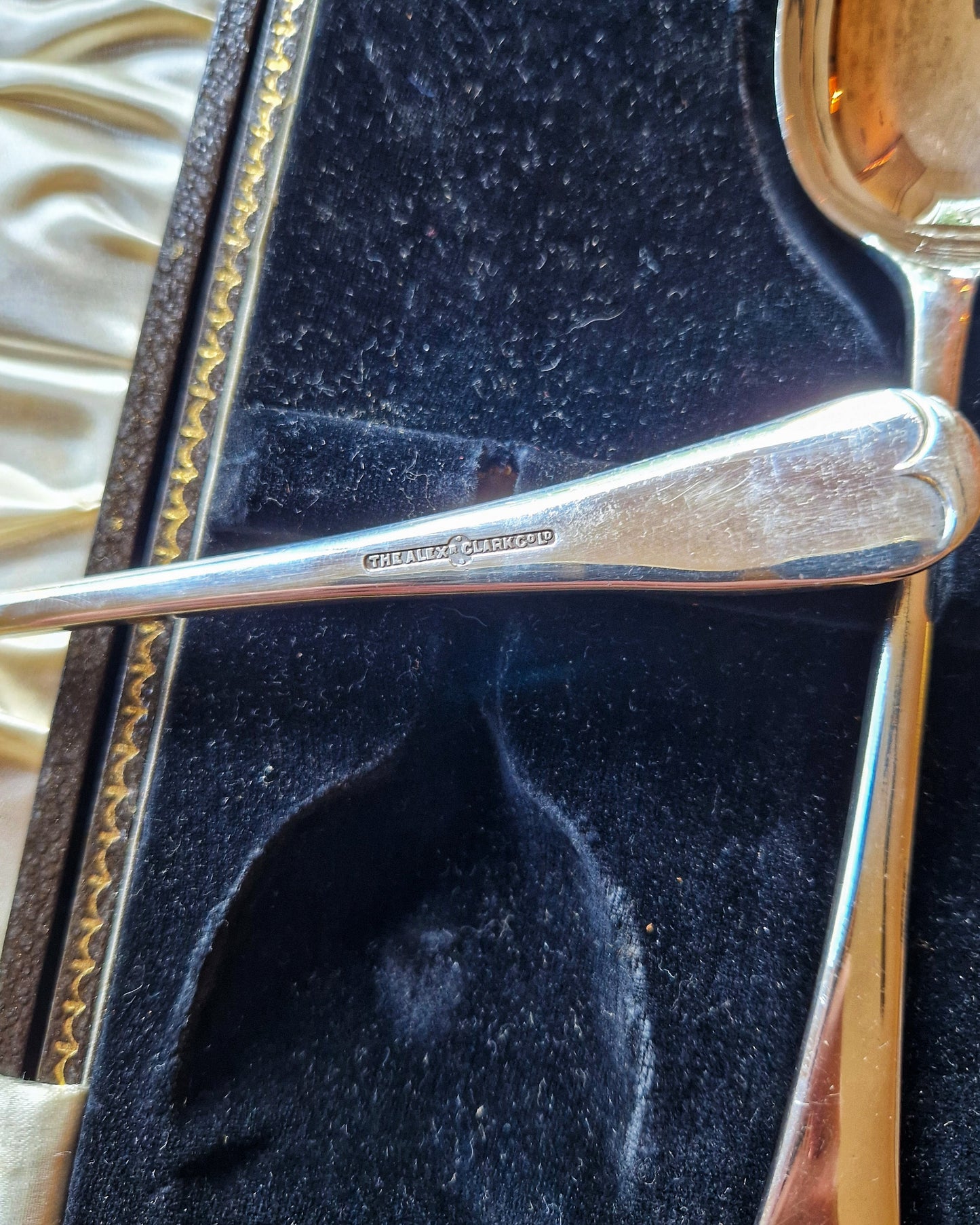Antique Silver-Plated Serving Spoon Set by Alex Clark Co. | Boxed English Tableware, c. 1910–1930