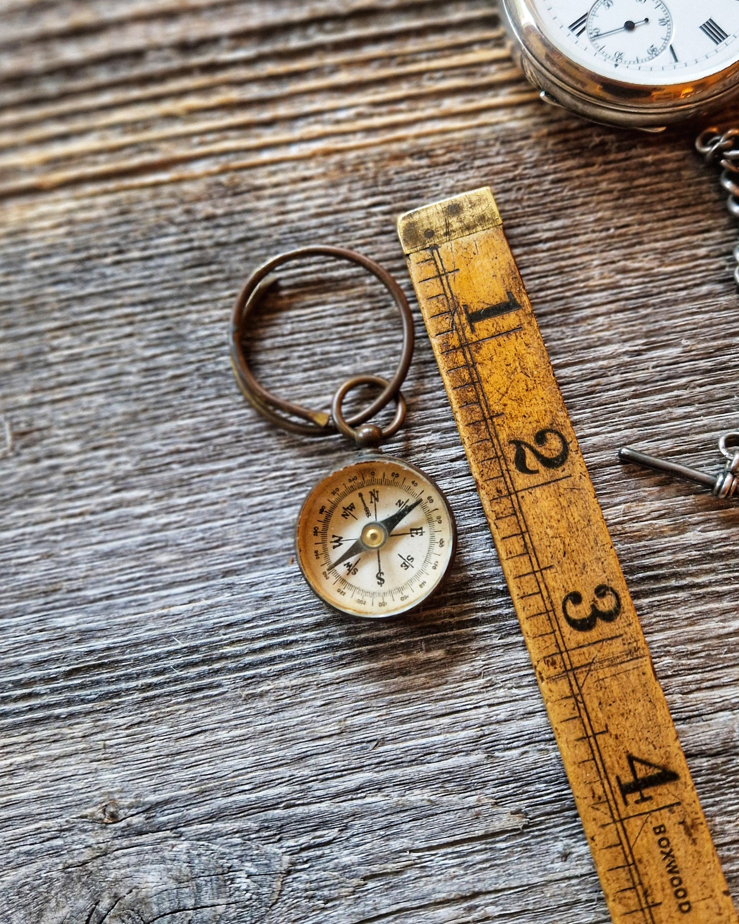 Victorian Watch Fob Compass | Antique Brass Gentleman’s Accessory, c. 1885–1915