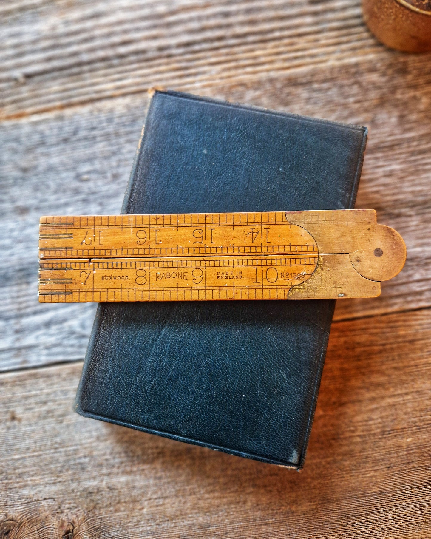 24-Inch Rabone Folding Ruler No. 1380 | Mid-Century English Tool in Boxwood & Brass