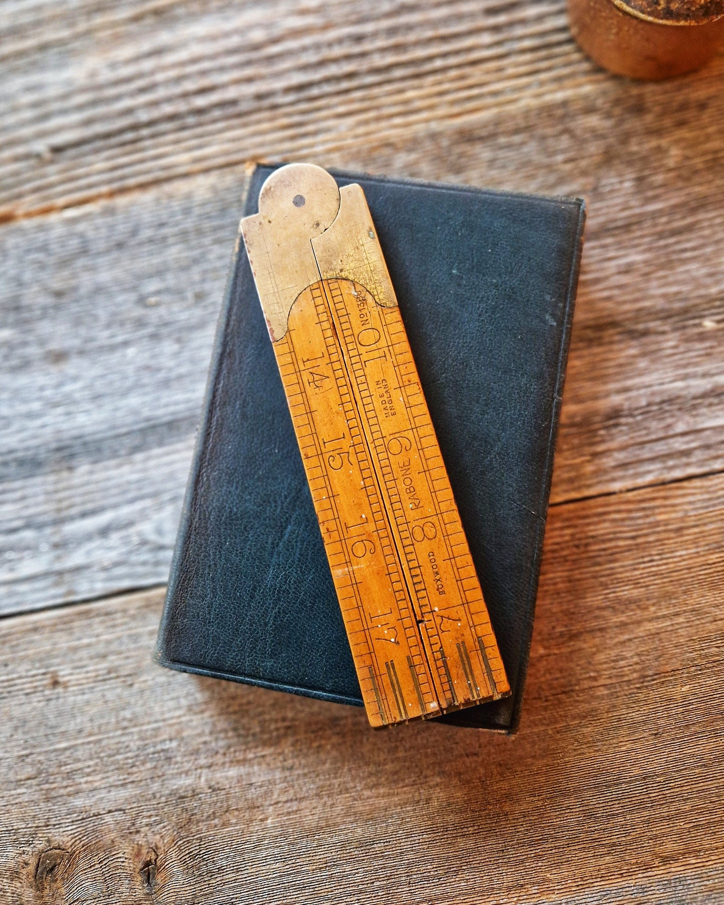 24-Inch Rabone Folding Ruler No. 1380 | Mid-Century English Tool in Boxwood & Brass