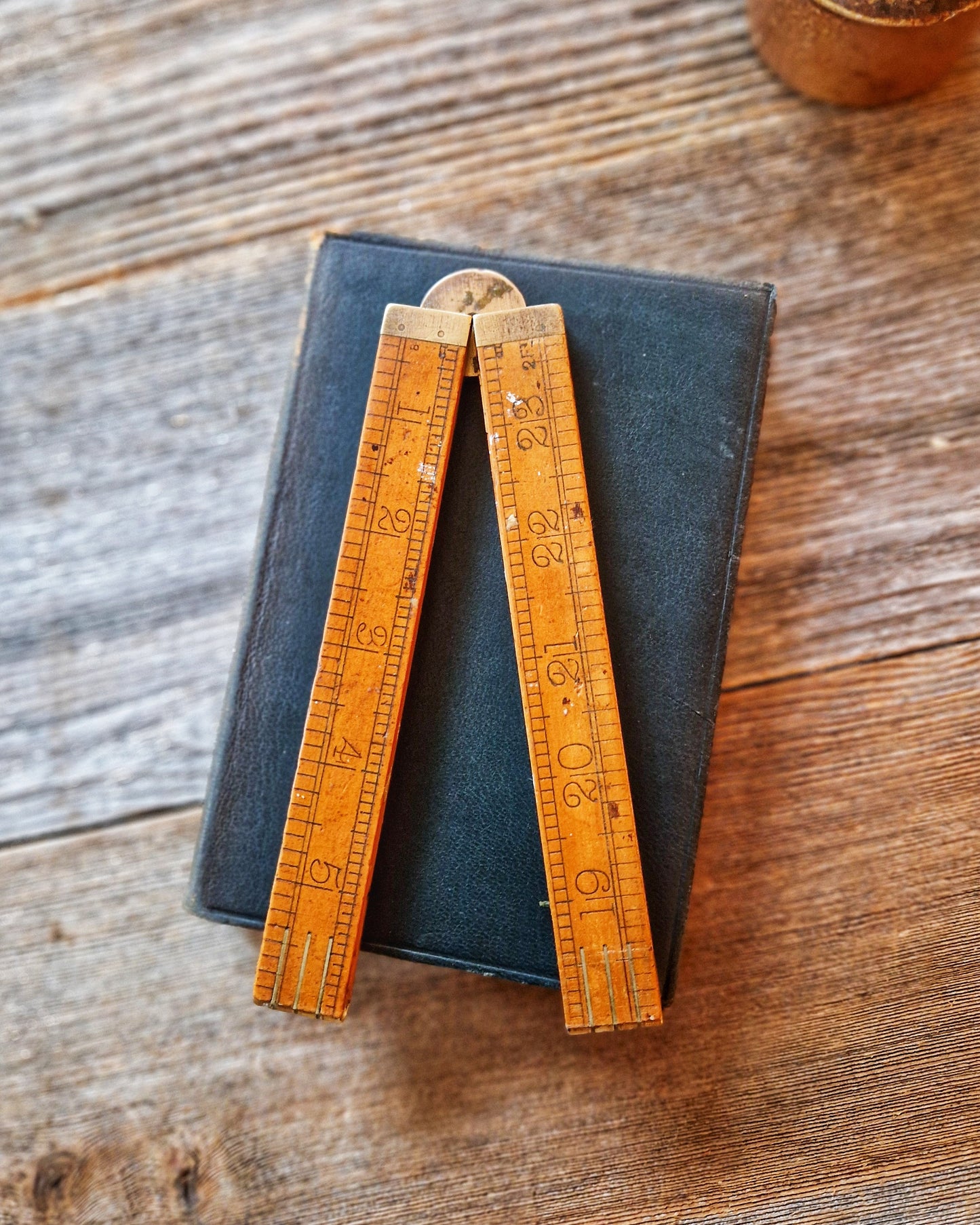 24-Inch Rabone Folding Ruler No. 1380 | Mid-Century English Tool in Boxwood & Brass