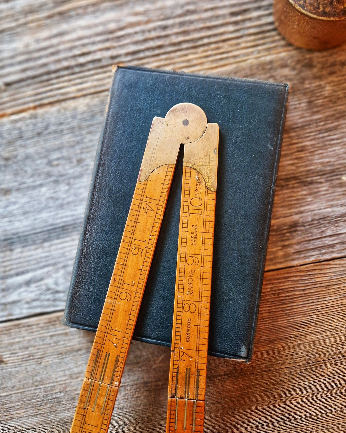 24-Inch Rabone Folding Ruler No. 1380 | Mid-Century English Tool in Boxwood & Brass