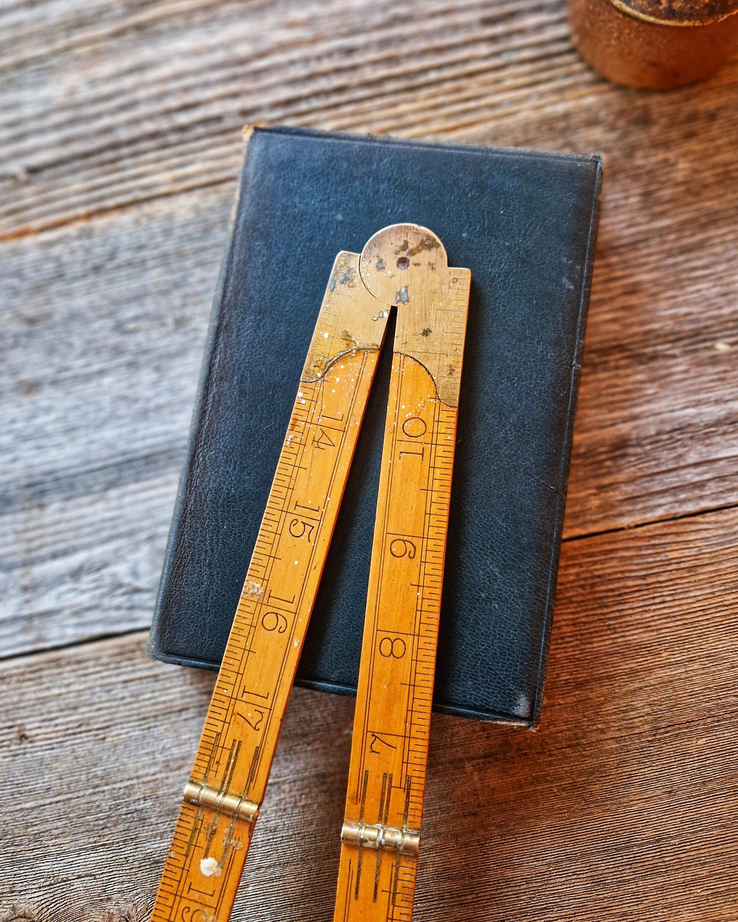 24-Inch Rabone Folding Ruler No. 1380 | Mid-Century English Tool in Boxwood & Brass