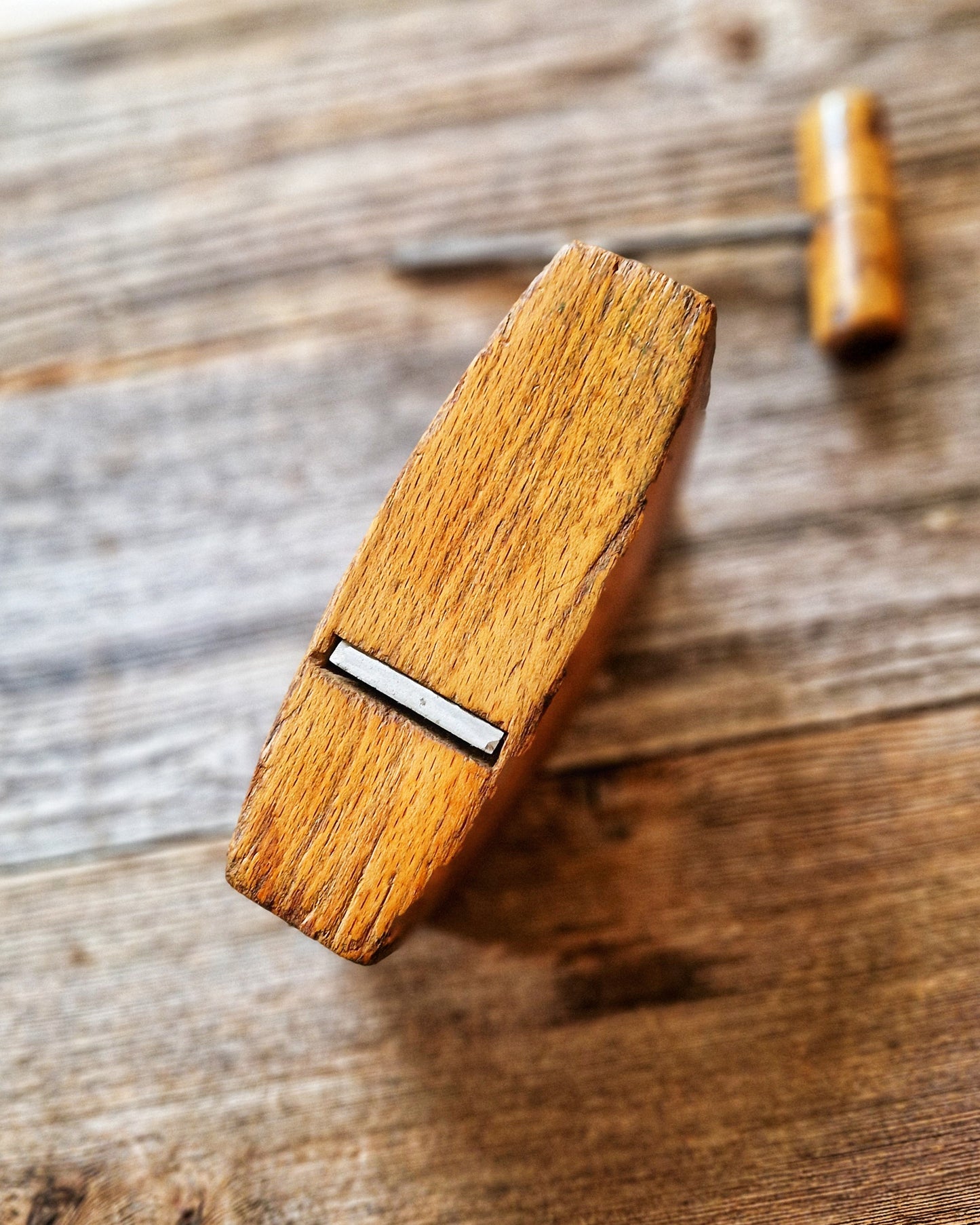 Vintage English Coffin Smoothing Plane c. 1920-1940 | Small Beech Woodworking Tool