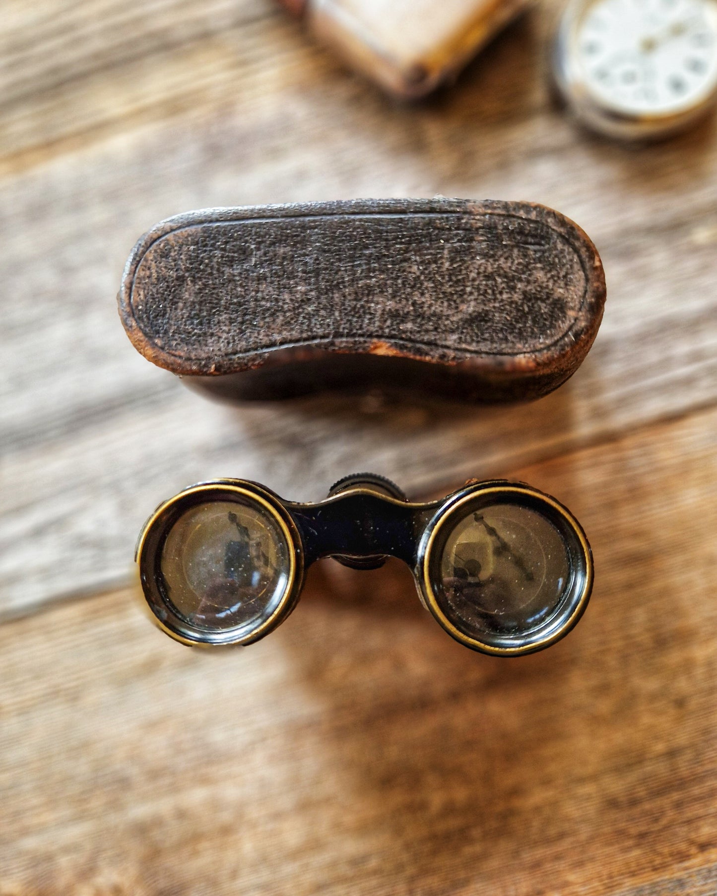 Edwardian Opera Glasses by Lizars of Glasgow c. 1895-1915 | Leather-wrapped Binoculars in Original Case