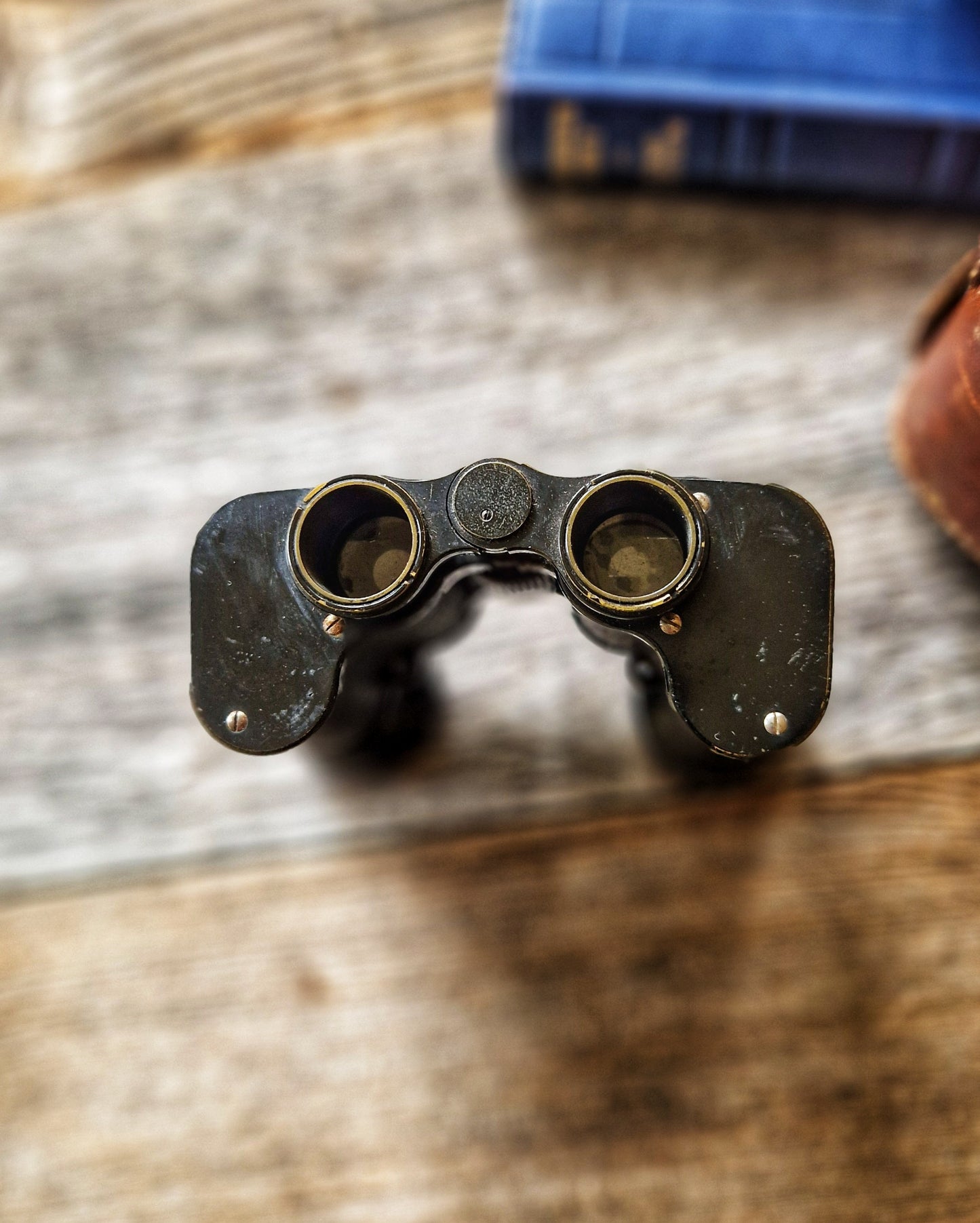 1920s Zeiss Jena Teleater 3x Binoculars in Monogrammed Leather Case by C.W. Dixey, London