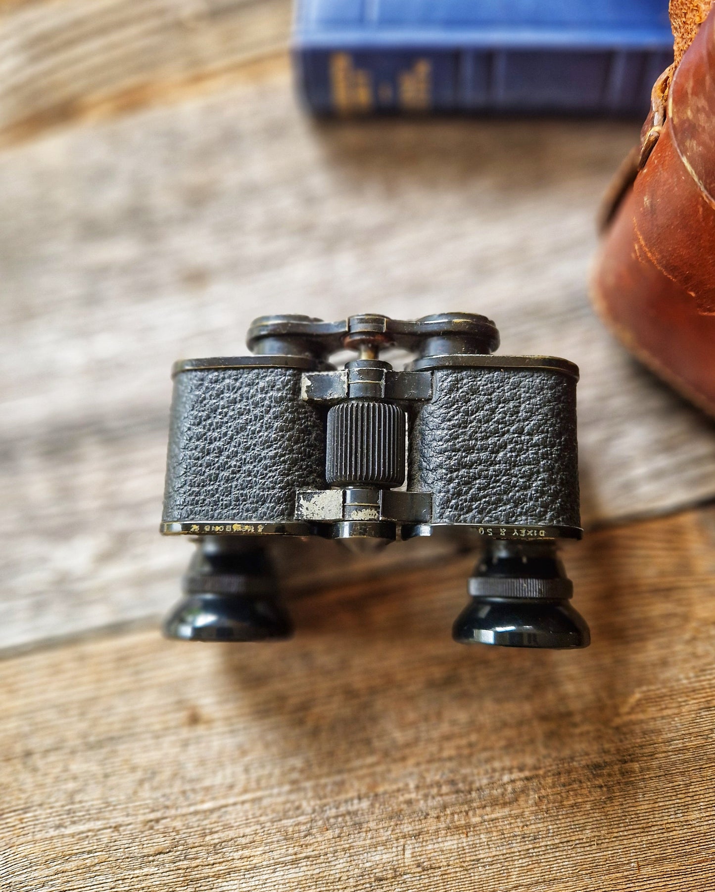 1920s Zeiss Jena Teleater 3x Binoculars in Monogrammed Leather Case by C.W. Dixey, London