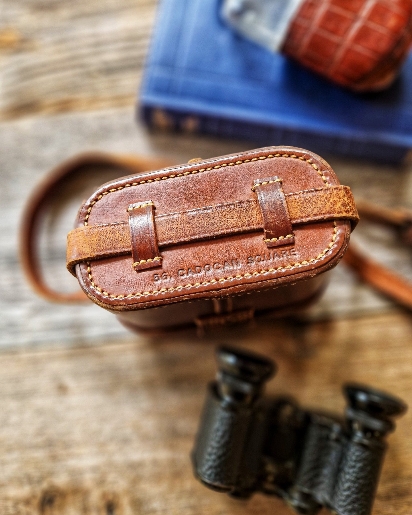1920s Zeiss Jena Teleater 3x Binoculars in Monogrammed Leather Case by C.W. Dixey, London
