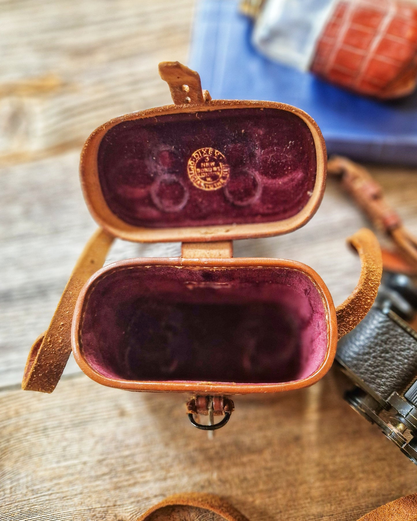 1920s Zeiss Jena Teleater 3x Binoculars in Monogrammed Leather Case by C.W. Dixey, London