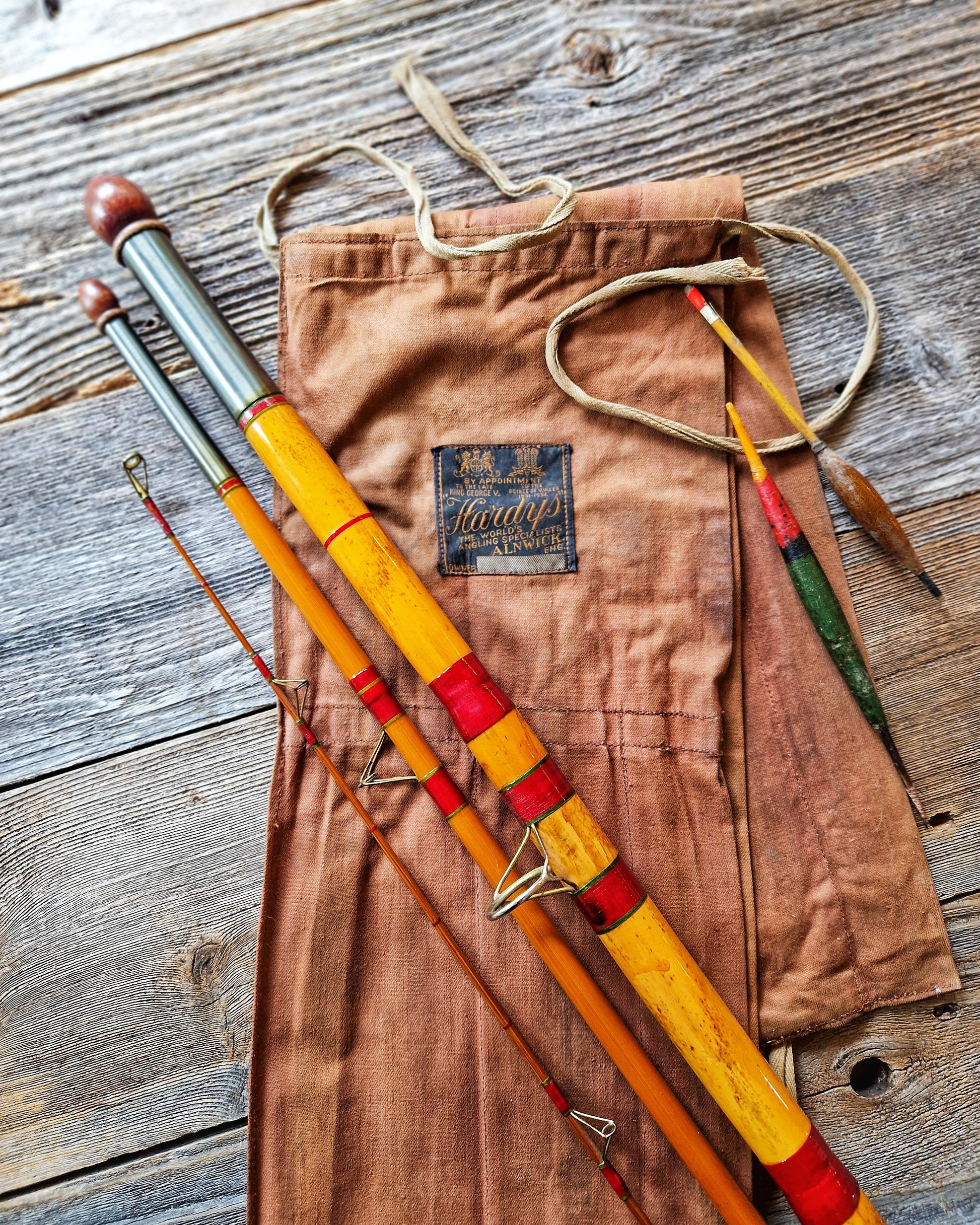 Hardy Bros 1930s Split Cane Fishing Rod   | 3-Piece 13 Ft Coarse Rod “The Expert” in Original Canvas Bag