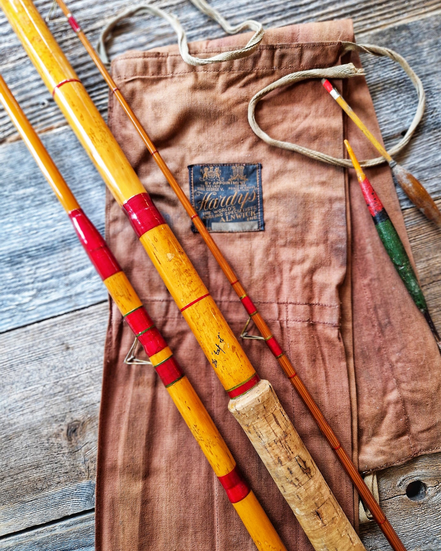 Hardy Bros 1930s Split Cane Fishing Rod   | 3-Piece 13 Ft Coarse Rod “The Expert” in Original Canvas Bag