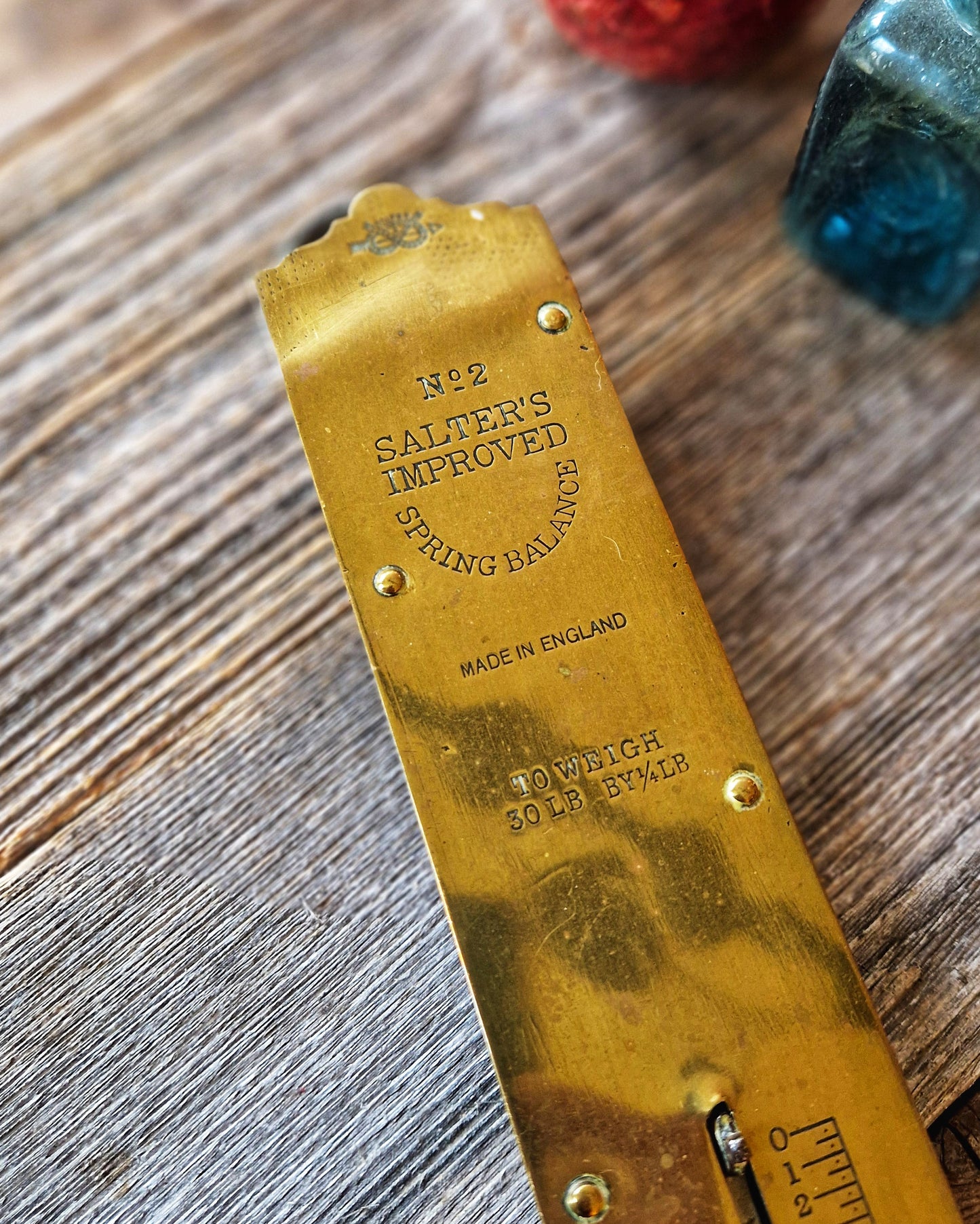 Vintage Salter Spring Balance No. 2 Hanging Scale | English Brass 30 lb. Capacity c. 1900-1930