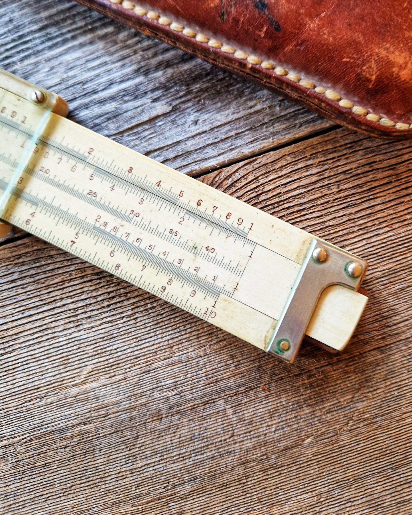 1920s Keuffel & Esser Slide Rule Model 4061T in Original Leather Case | Vintage Engineering Instrument