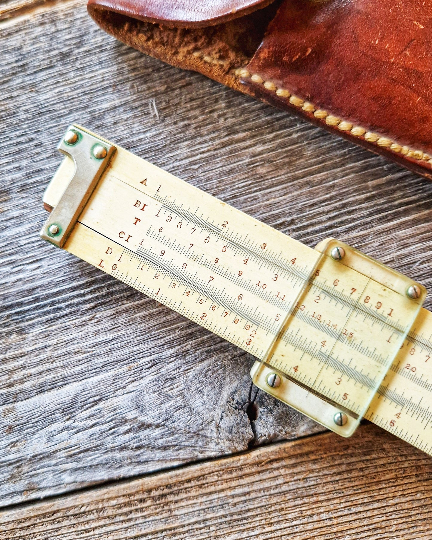 1920s Keuffel & Esser Slide Rule Model 4061T in Original Leather Case | Vintage Engineering Instrument
