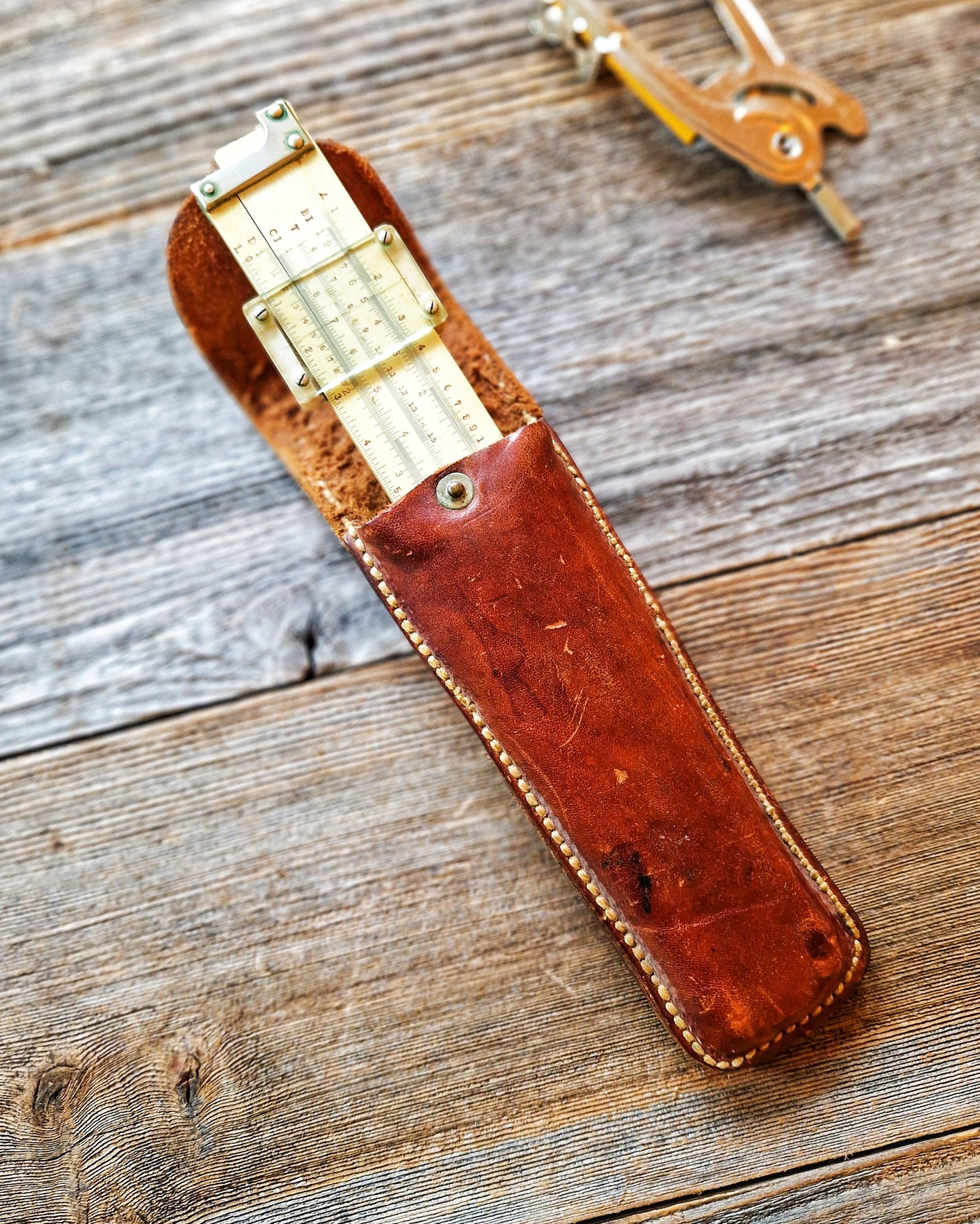 1920s Keuffel & Esser Slide Rule Model 4061T in Original Leather Case | Vintage Engineering Instrument