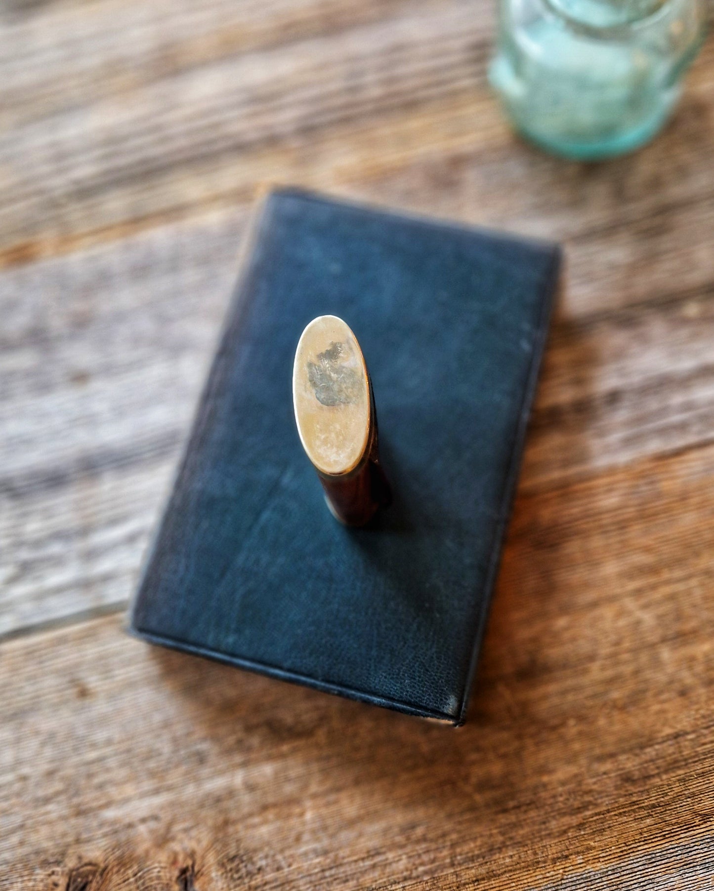 Antique Wooden Snuff Box with Inlaid Bird Motif and Metal End Caps | English Tobacciana