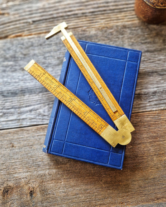 12-Inch Stanley Folding Caliper Rule No. 36-1/2 | Vintage Tool in Boxwood & Brass c. 1920-1940