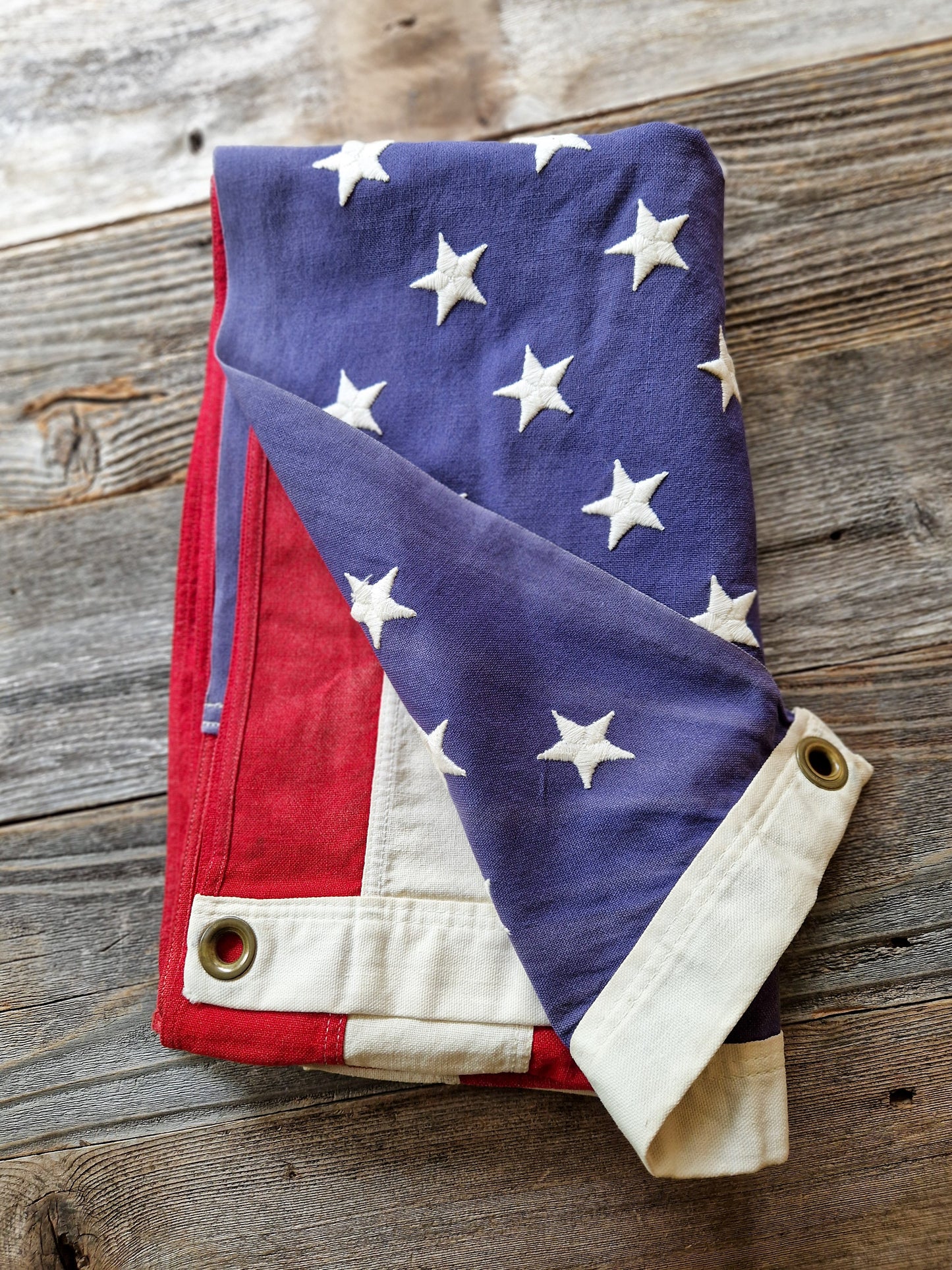 Vintage 50 Star American Flag, 34 x 55 Inches | Embroidered Cotton Flag c. 1960-1980