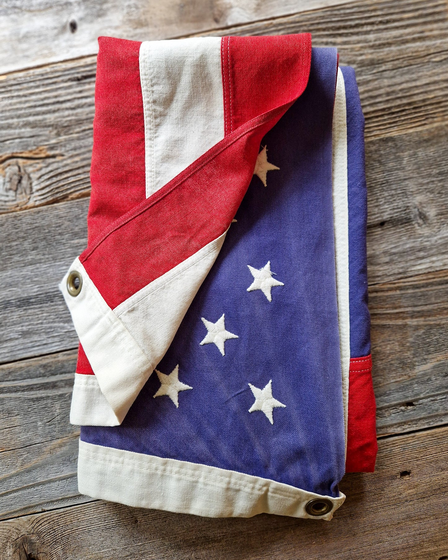 Vintage 50 Star American Flag, 34 x 55 Inches | Embroidered Cotton Flag c. 1960-1980