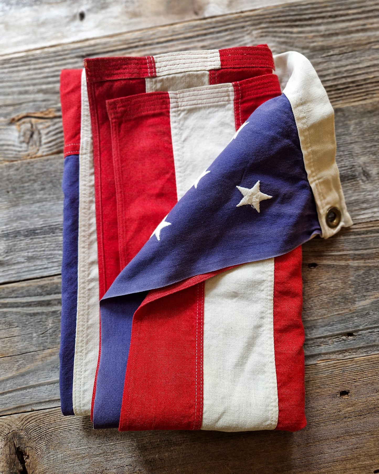 Vintage 50 Star American Flag, 34 x 55 Inches | Embroidered Cotton Flag c. 1960-1980
