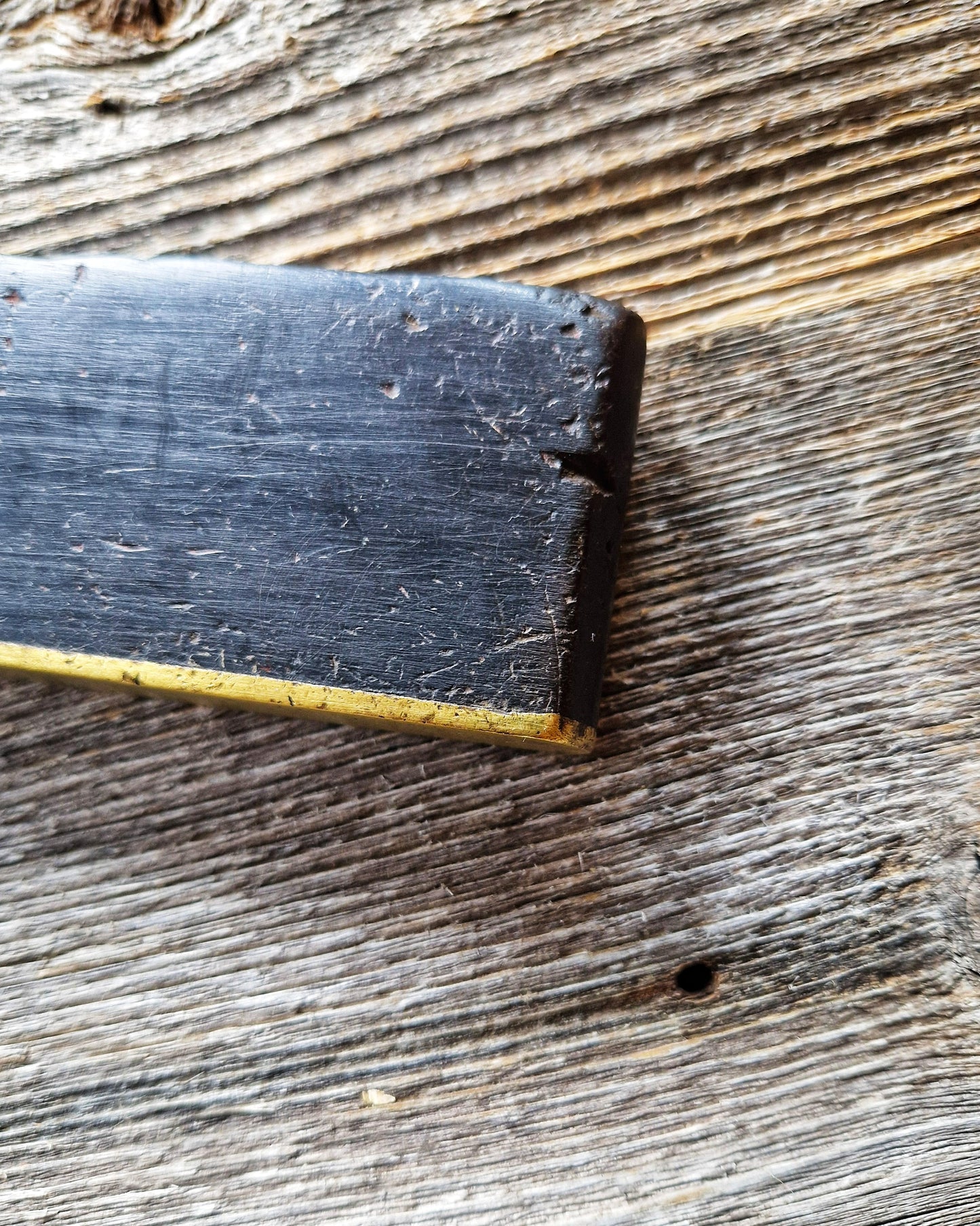 Antique English 14-Inch Try Square, c. 1860-1890 | Victorian Woodworking Tool with Cross-Form Brass Inlay