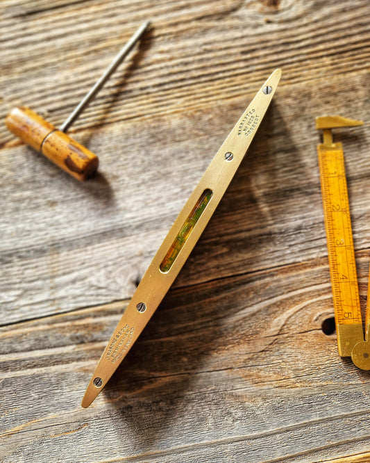 Rabone 10-Inch Torpedo Spirit Level No. 1625 | English Mid-Century Tool in Brass & Rosewood