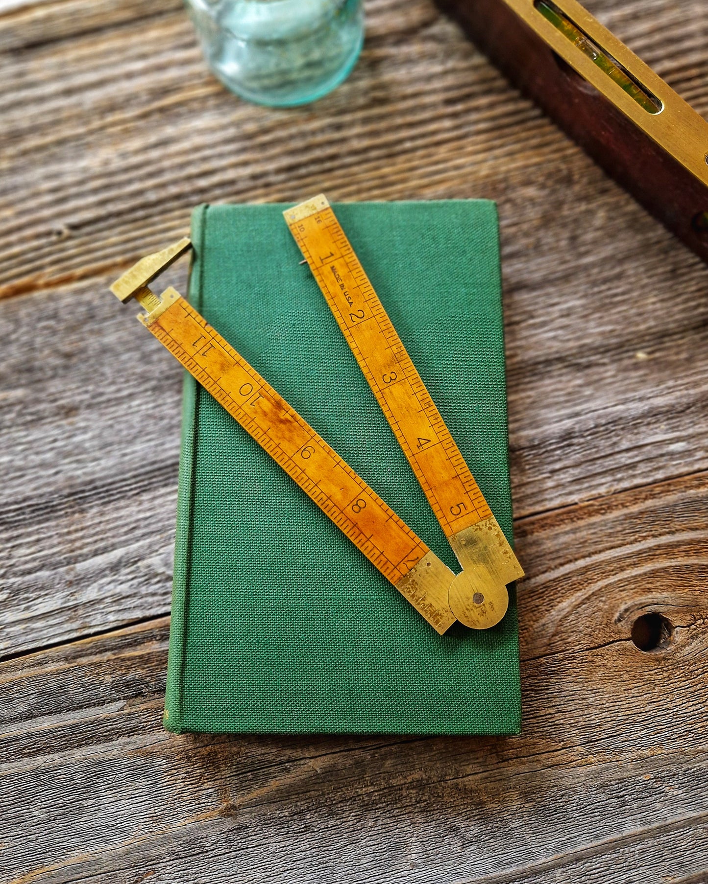 12-Inch Stanley Folding Caliper Rule No. 36-1/2R | Vintage Tool in Boxwood & Brass c. 1940-1955