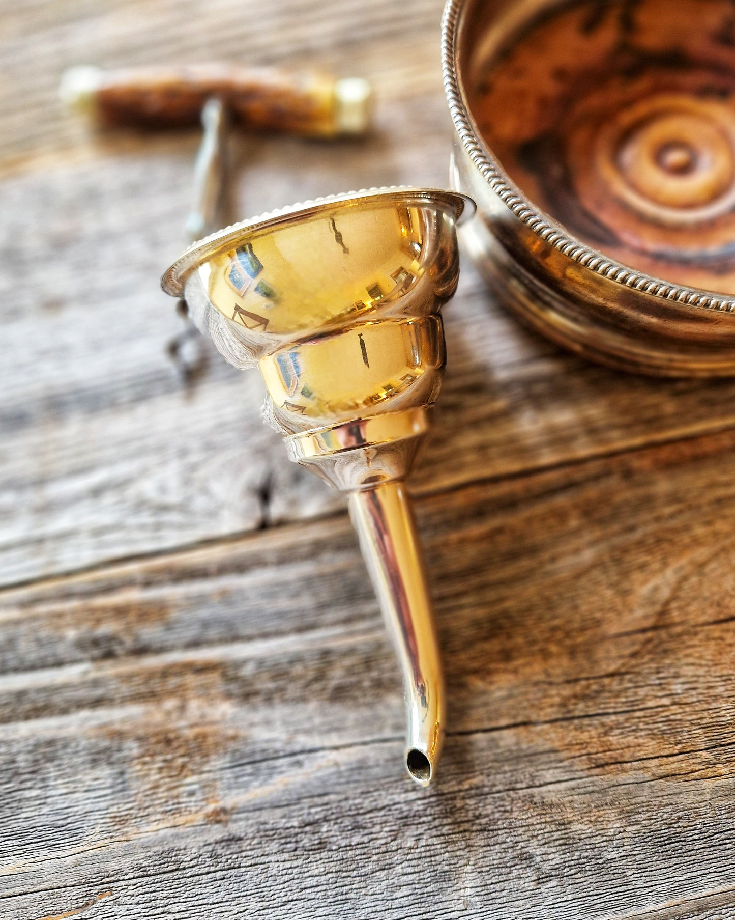 Mid-century Silver Plate Wine Funnel | Vintage English Barware