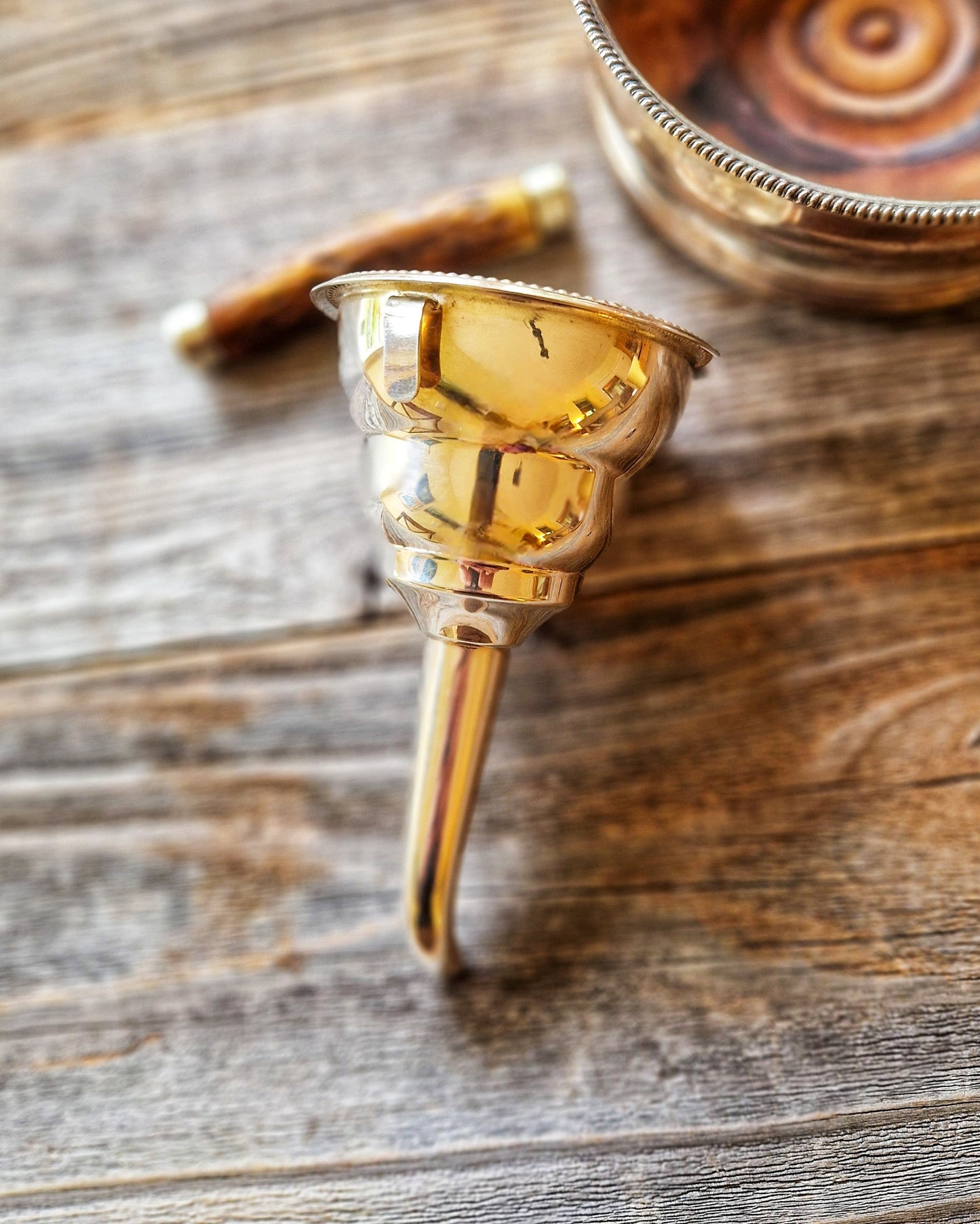 Mid-century Silver Plate Wine Funnel | Vintage English Barware