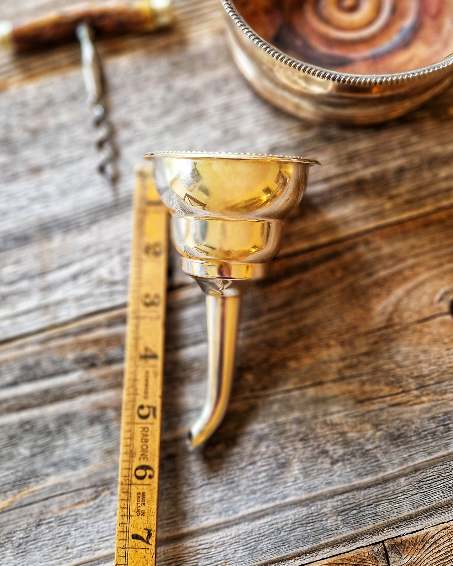 Mid-century Silver Plate Wine Funnel | Vintage English Barware
