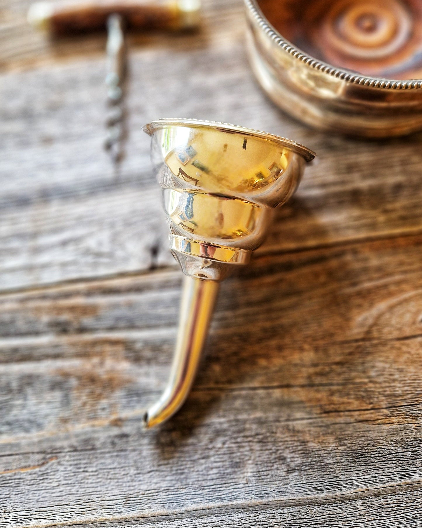 Mid-century Silver Plate Wine Funnel | Vintage English Barware