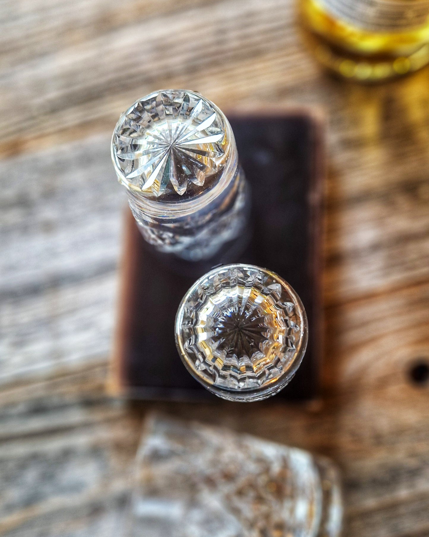 Vintage Cut Crystal Whiskey Glasses (Set of 3) | British Flat Tumblers c. 1950-1970