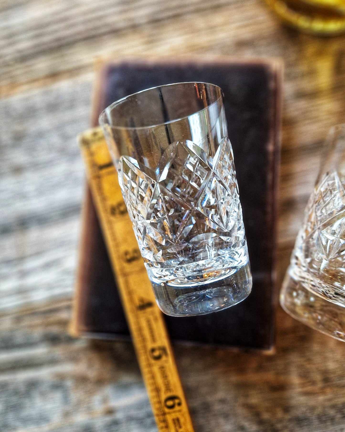 Vintage Cut Crystal Whiskey Glasses (Set of 3) | British Flat Tumblers c. 1950-1970