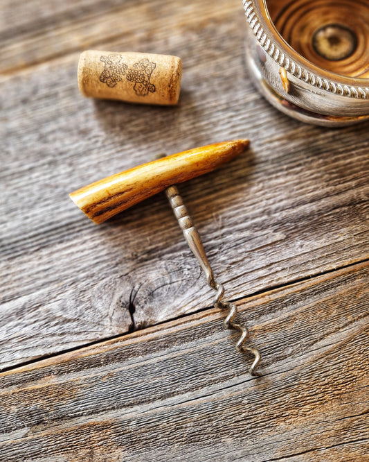 Antique English Horn-Handled Corkscrew, c. 1890-1920 | Vintage Barware, Wine Accessory