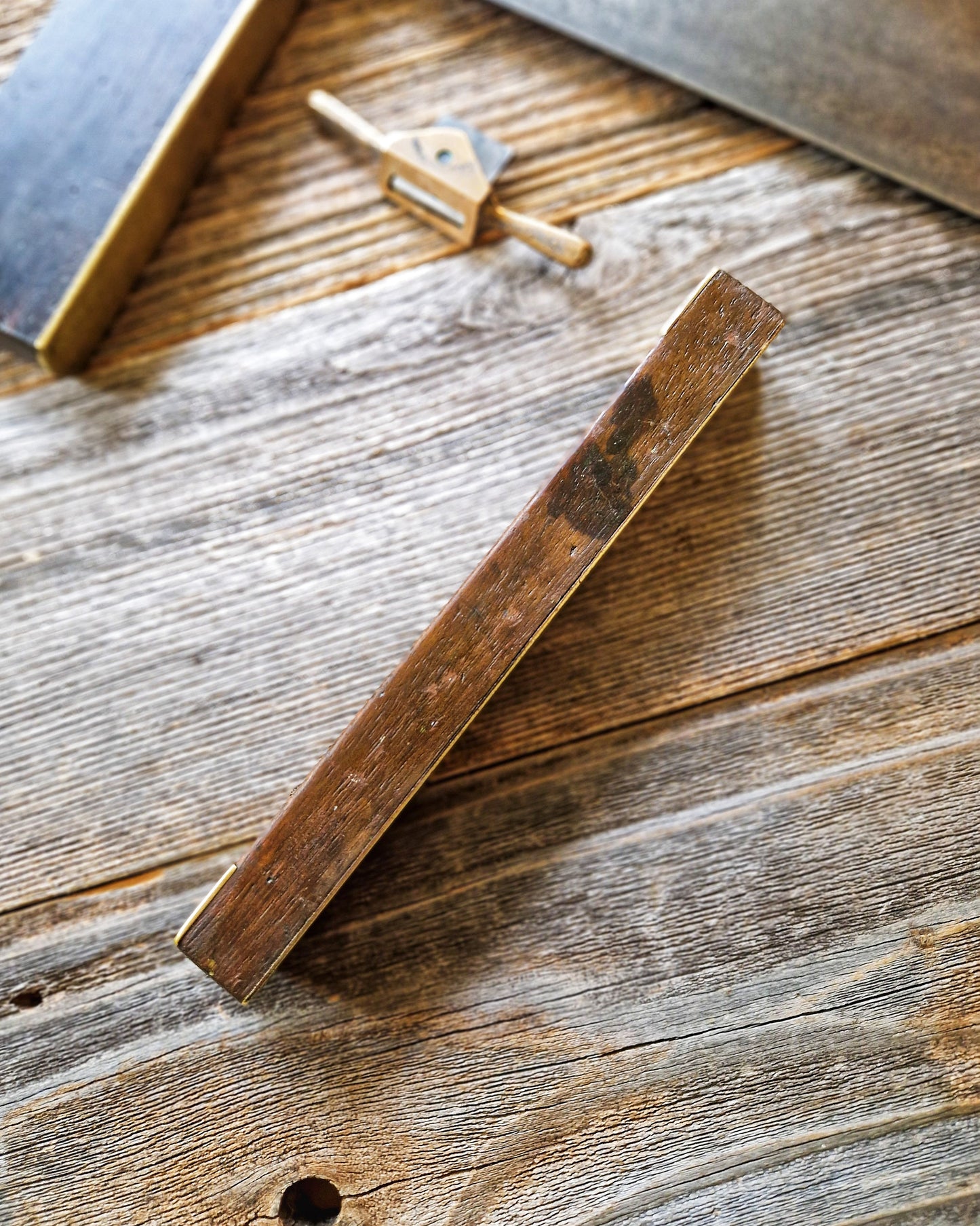 Antique 8-Inch Spirit Level by E. Preston & Sons | English Brass & Hardwood Tool c. 1890-1915