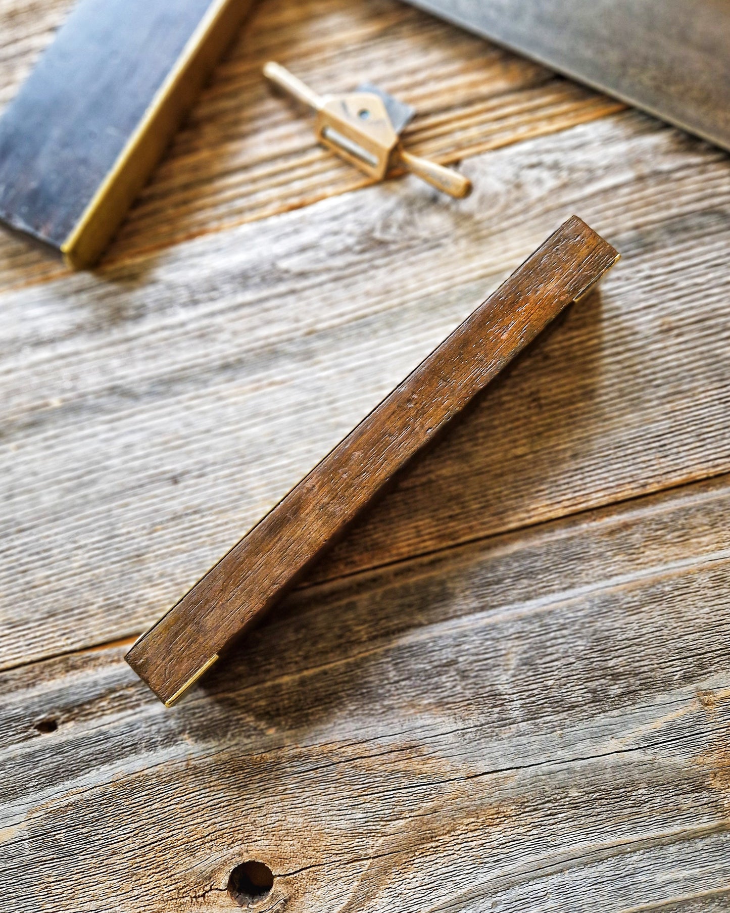 Antique 8-Inch Spirit Level by E. Preston & Sons | English Brass & Hardwood Tool c. 1890-1915