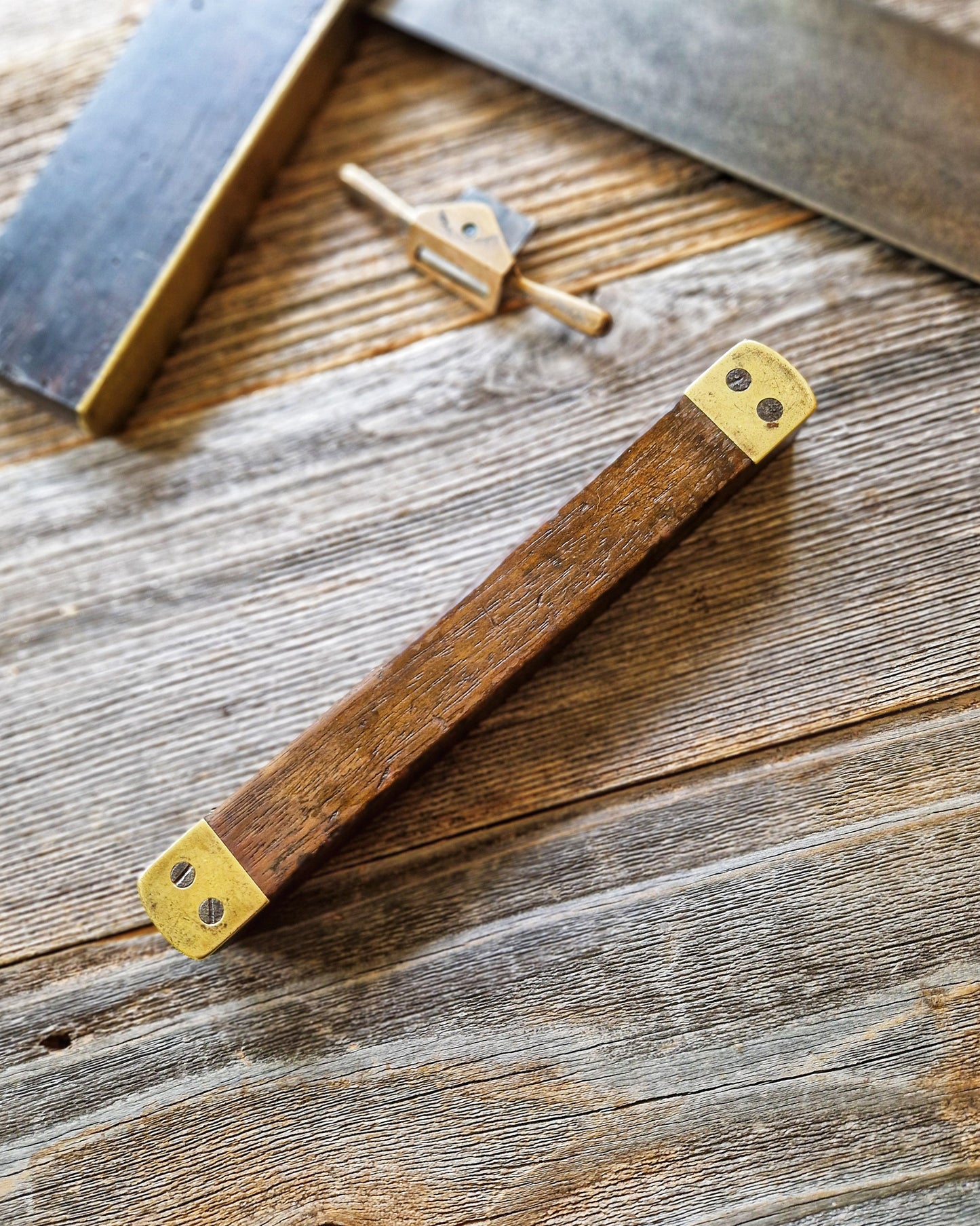 Antique 8-Inch Spirit Level by E. Preston & Sons | English Brass & Hardwood Tool c. 1890-1915