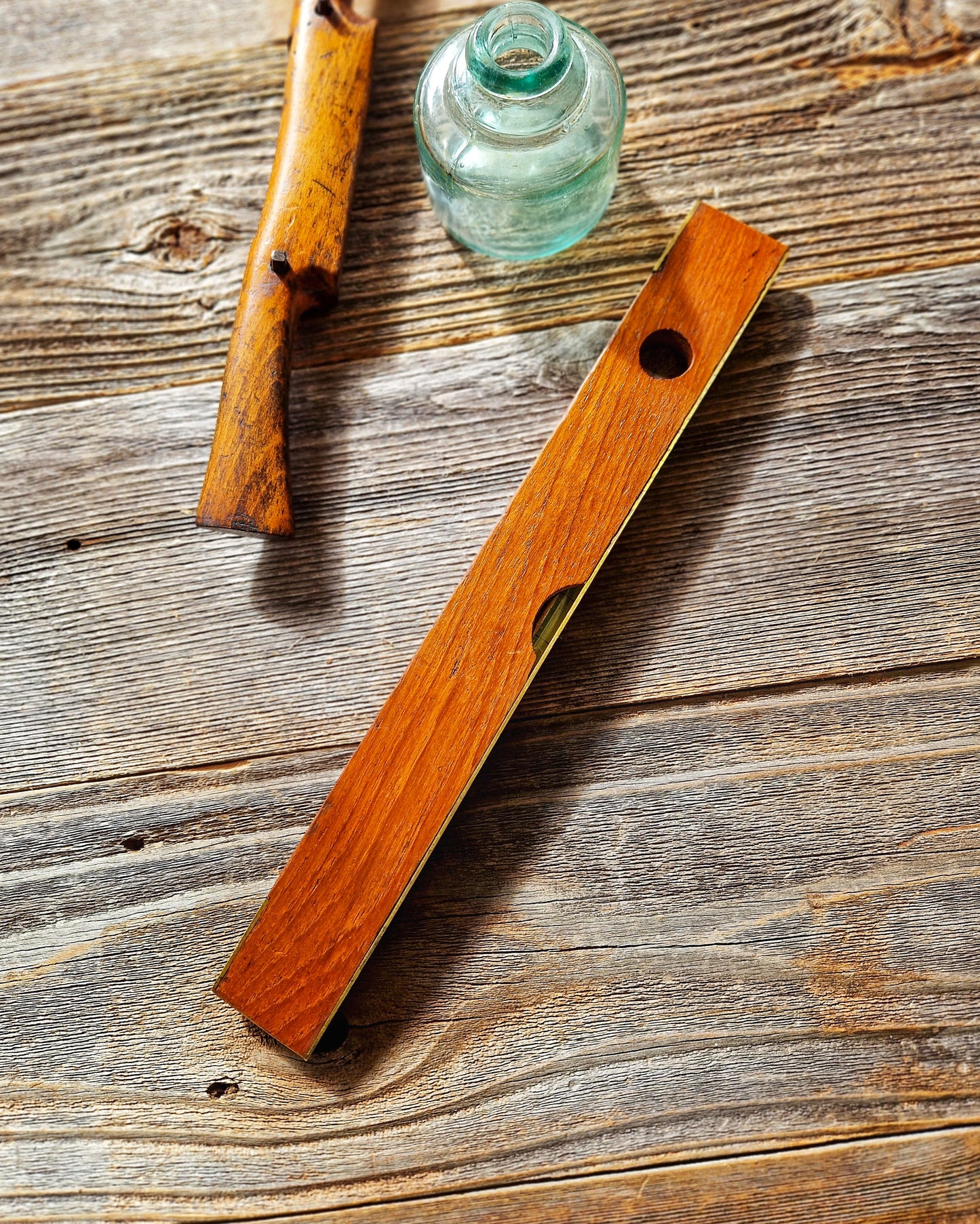 Vintage 12-Inch Torpedo Spirit Level No. 1626 by Rabone-Chesterman | English Mid-Century Tool in Brass & Hardwood