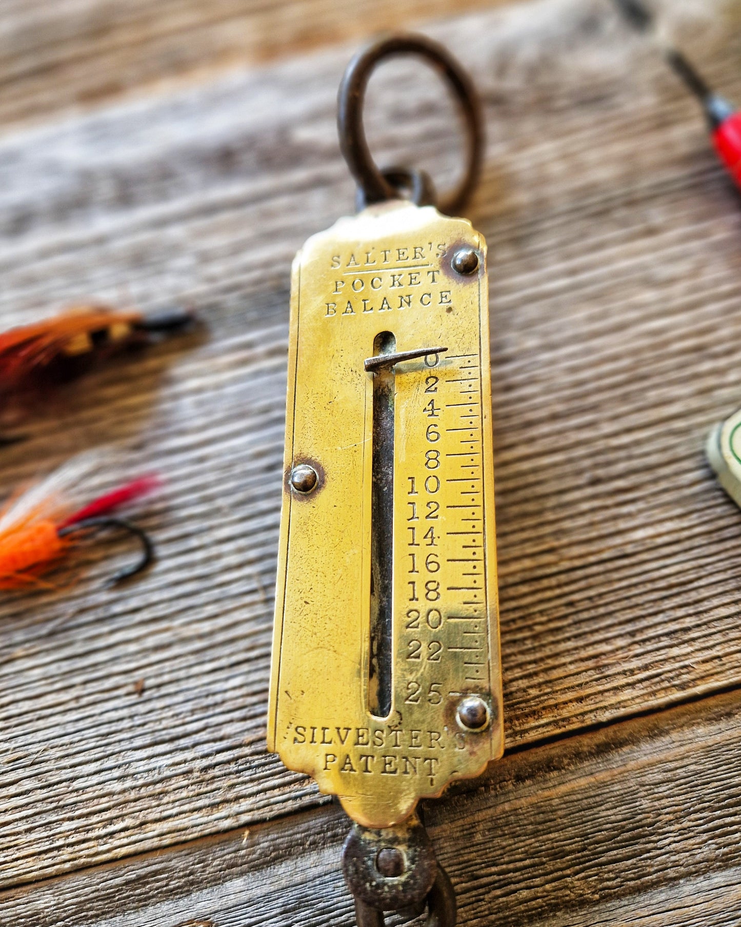 Antique Salter Pocket Balance Hanging Scale, 25 lb. Capacity | English Brass Scale c. 1890-1920