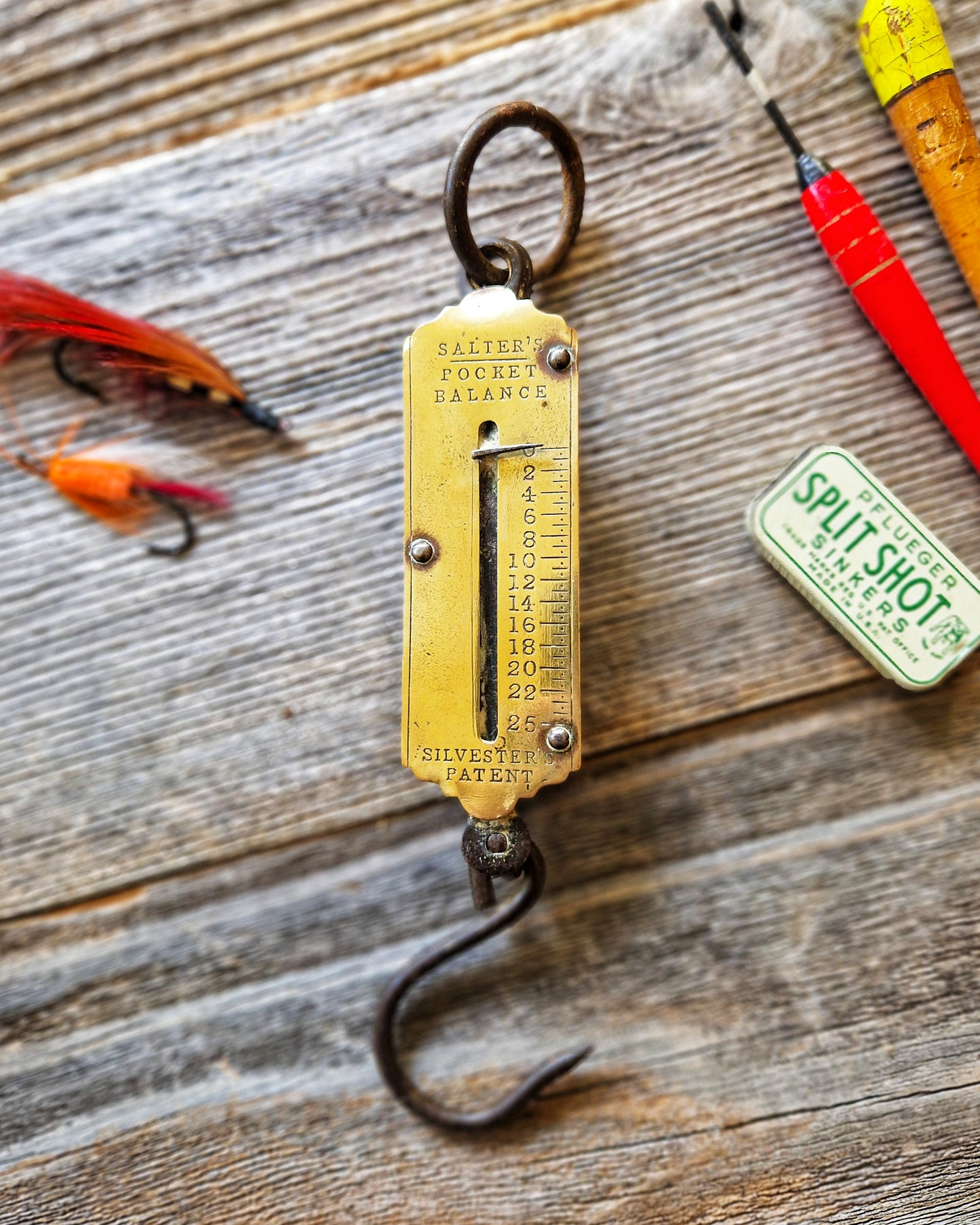 Antique Salter Pocket Balance Hanging Scale, 25 lb. Capacity | English Brass Scale c. 1890-1920