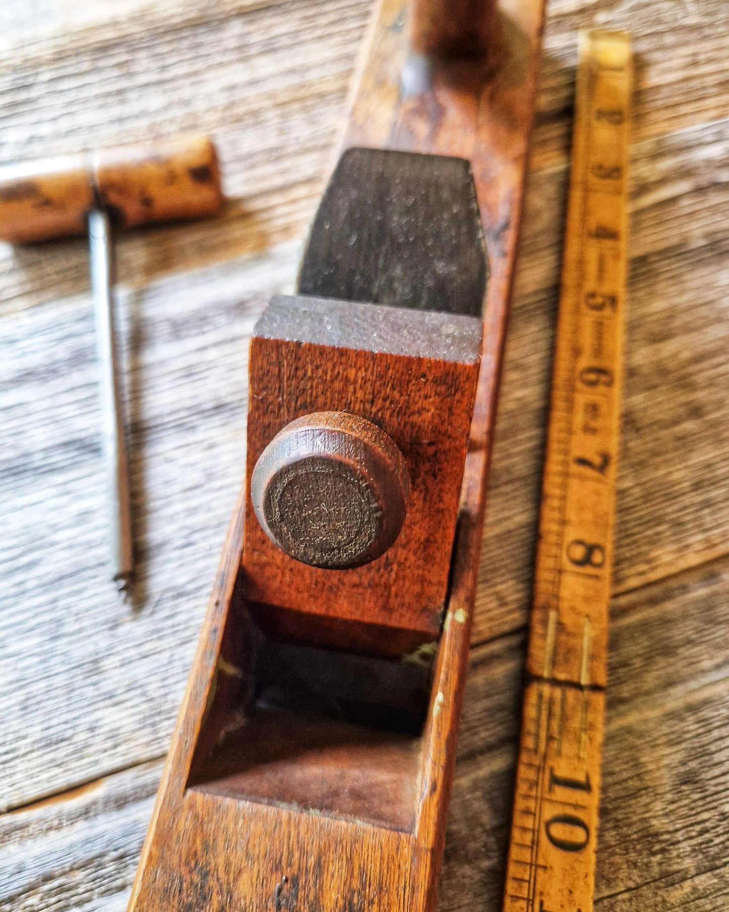 14-Inch American Jack Plane c. 1900-1930 | Vintage Beech Woodworking Tool