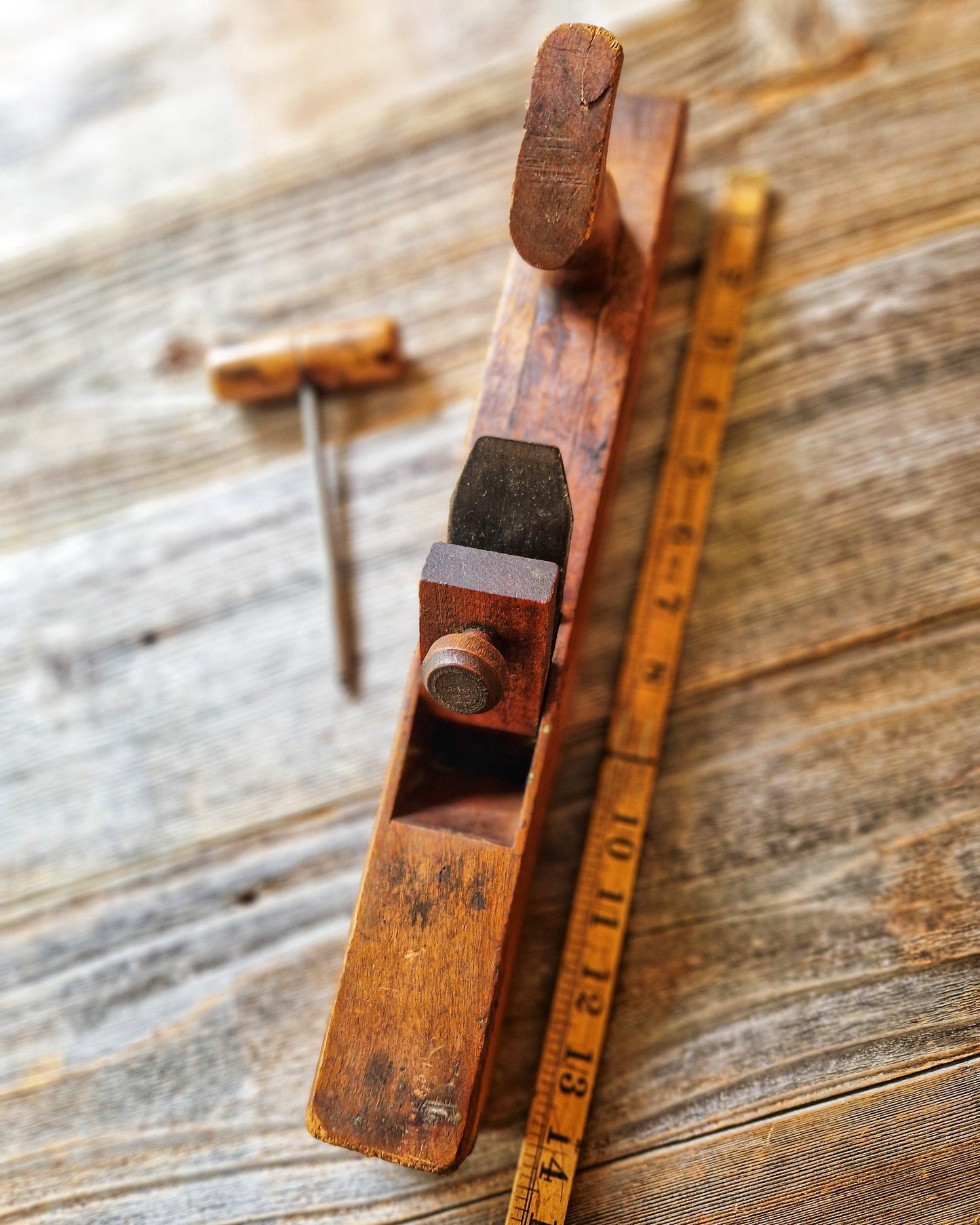 14-Inch American Jack Plane c. 1900-1930 | Vintage Beech Woodworking Tool