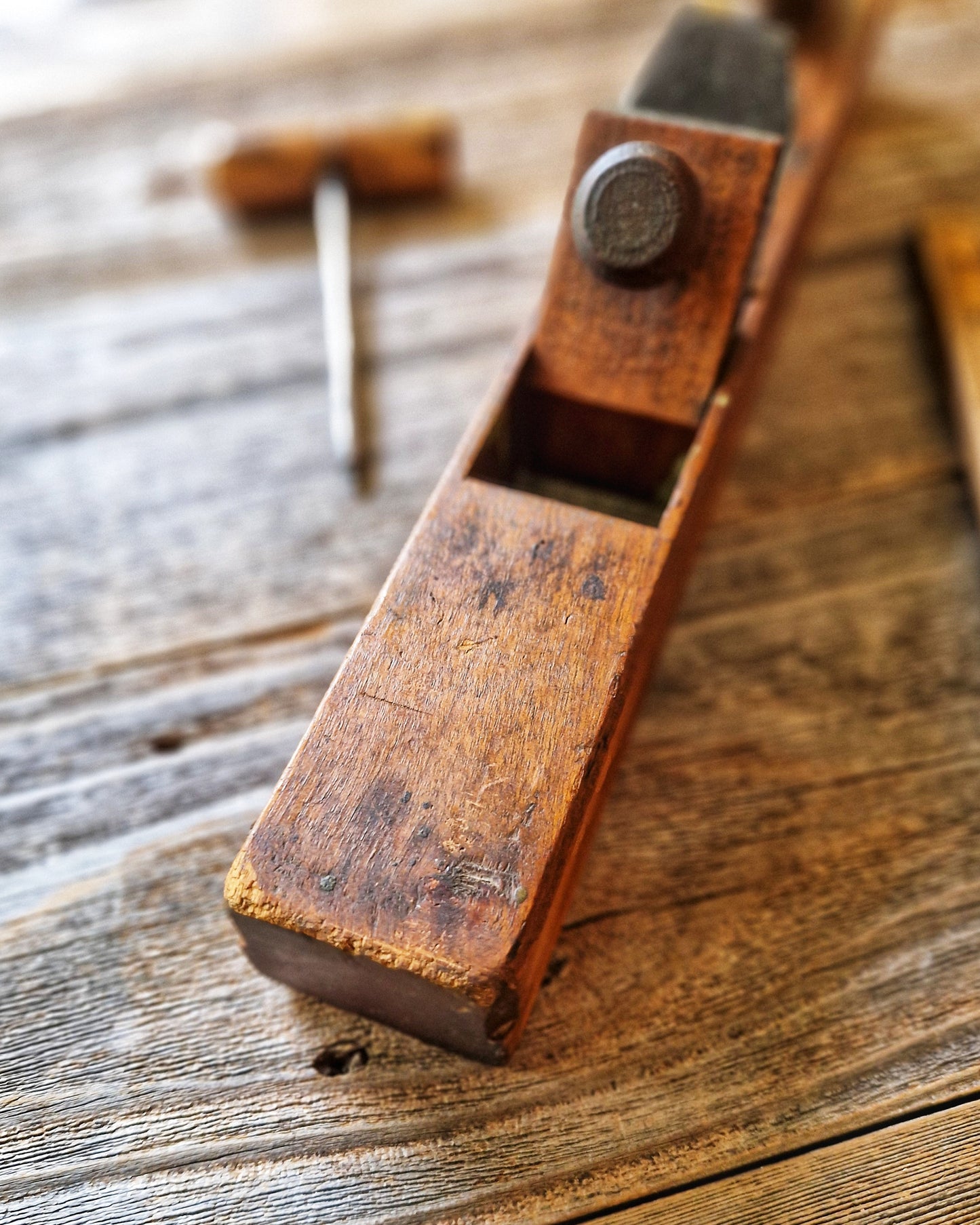 14-Inch American Jack Plane c. 1900-1930 | Vintage Beech Woodworking Tool