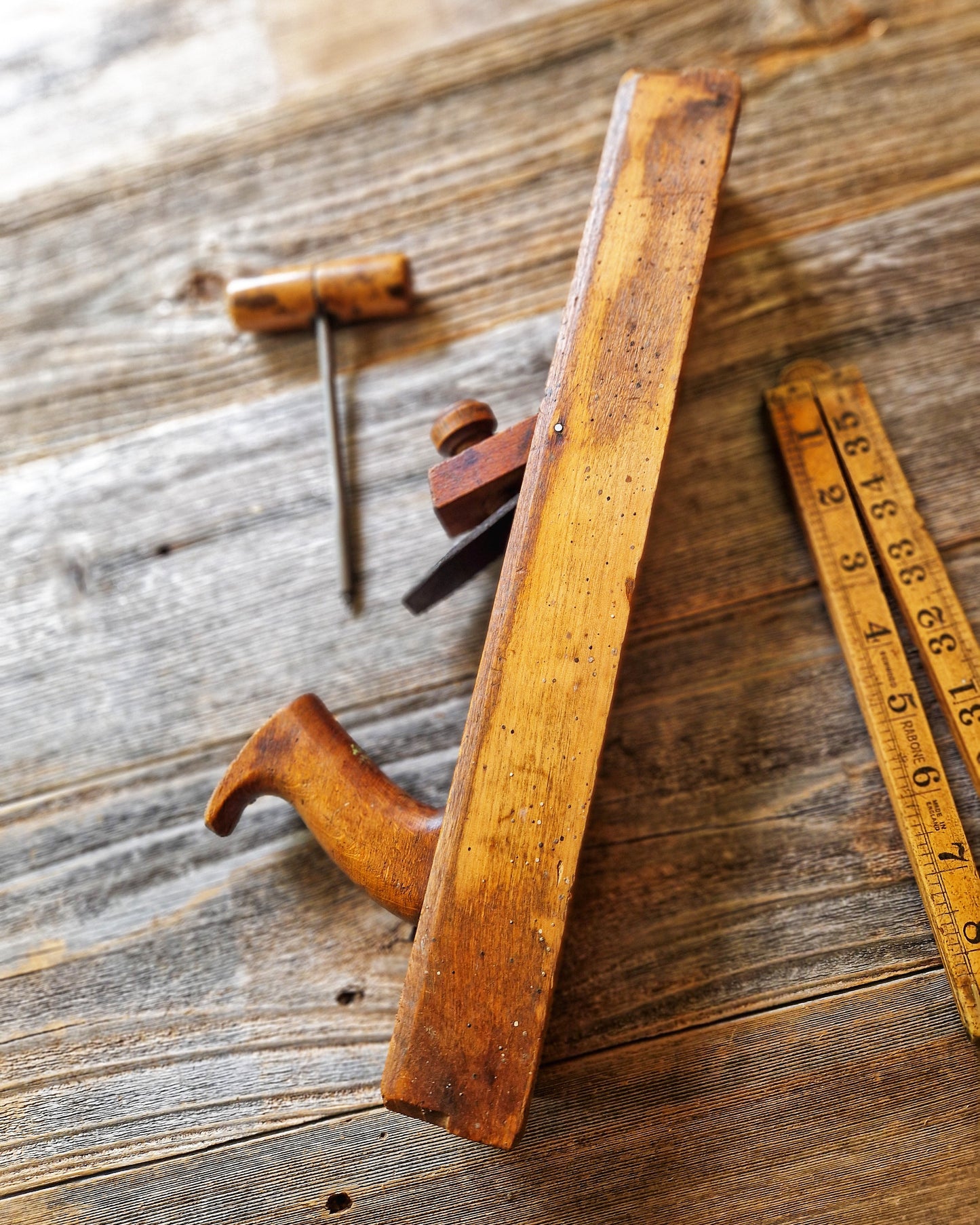 14-Inch American Jack Plane c. 1900-1930 | Vintage Beech Woodworking Tool