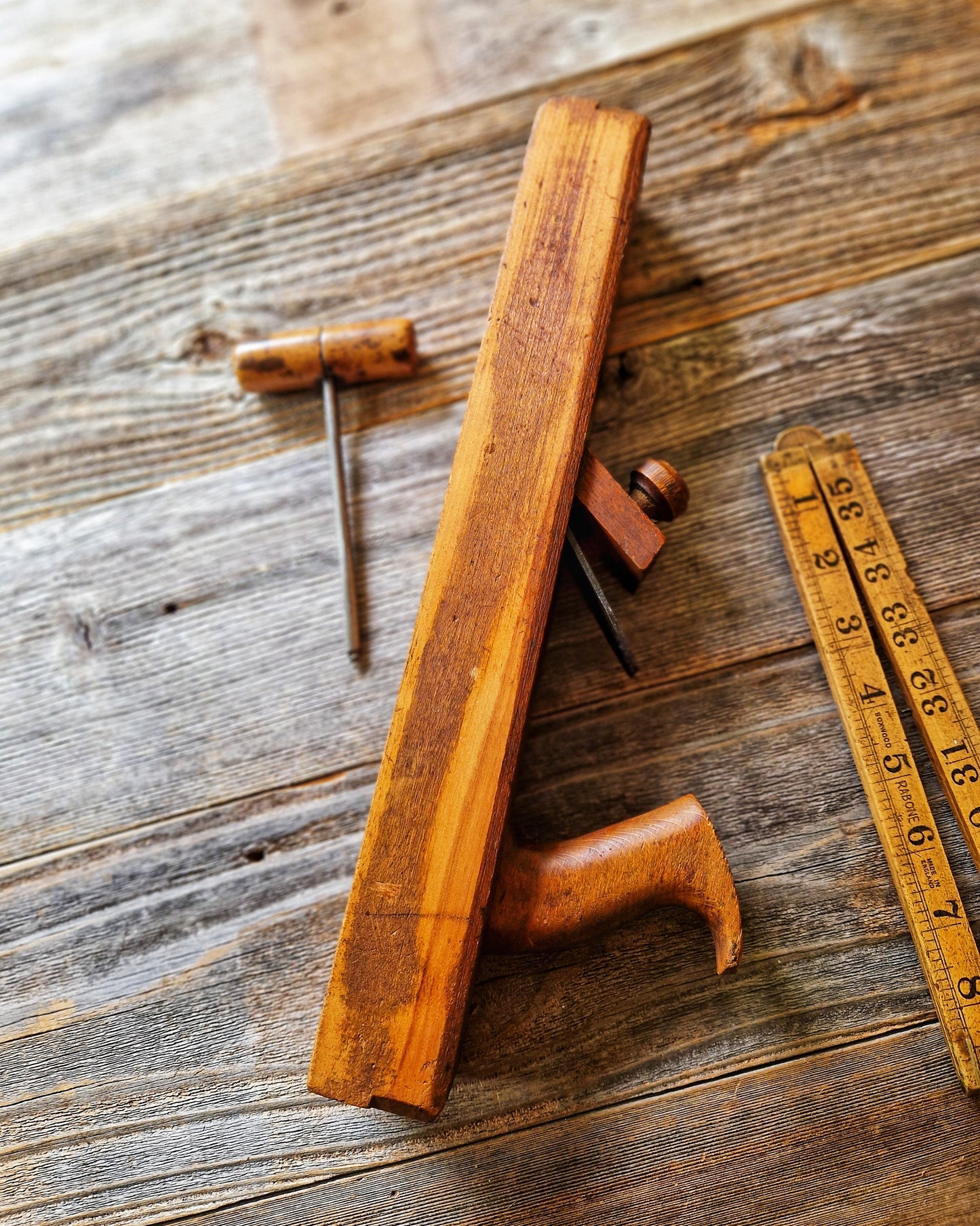 14-Inch American Jack Plane c. 1900-1930 | Vintage Beech Woodworking Tool