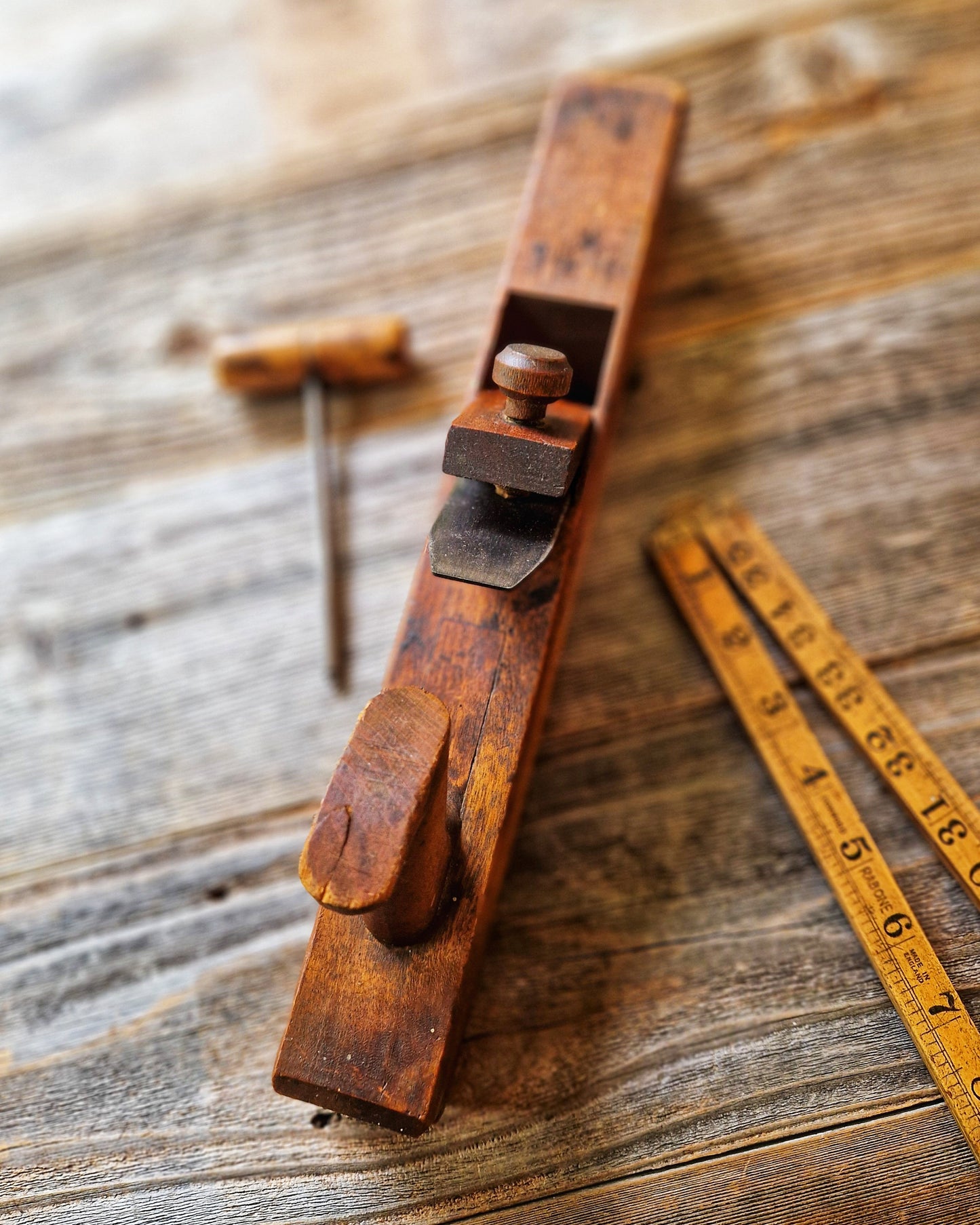 14-Inch American Jack Plane c. 1900-1930 | Vintage Beech Woodworking Tool