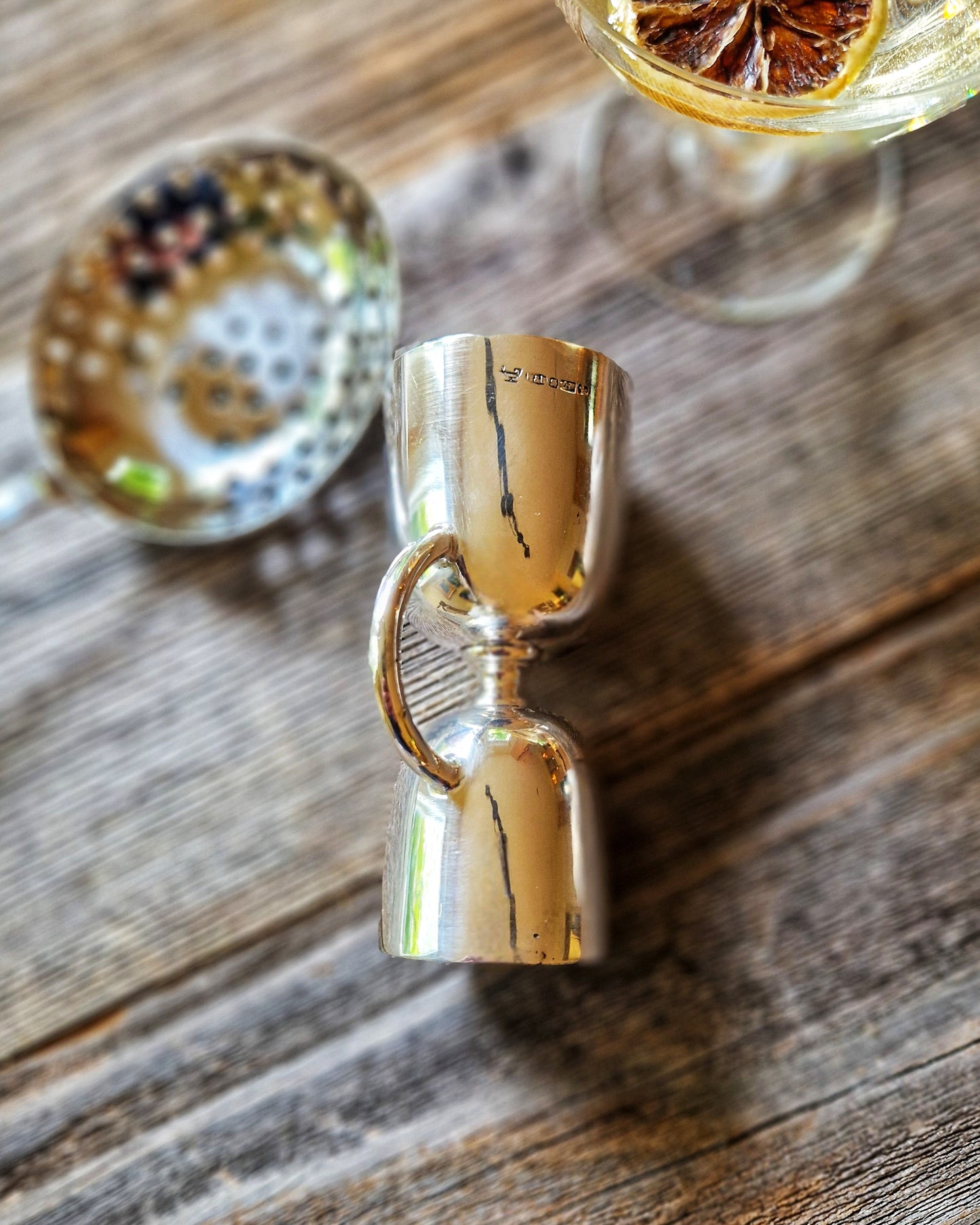Mid-Century Silver Plate Double Jigger by Roberts & Belk | Vintage British Spirit Measure