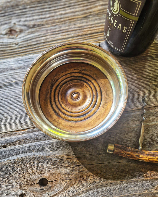 Large English Silver-Plated Wine Coaster | 5-3/4" Vintage Coaster with Hardwood Center, c. 1955-1965
